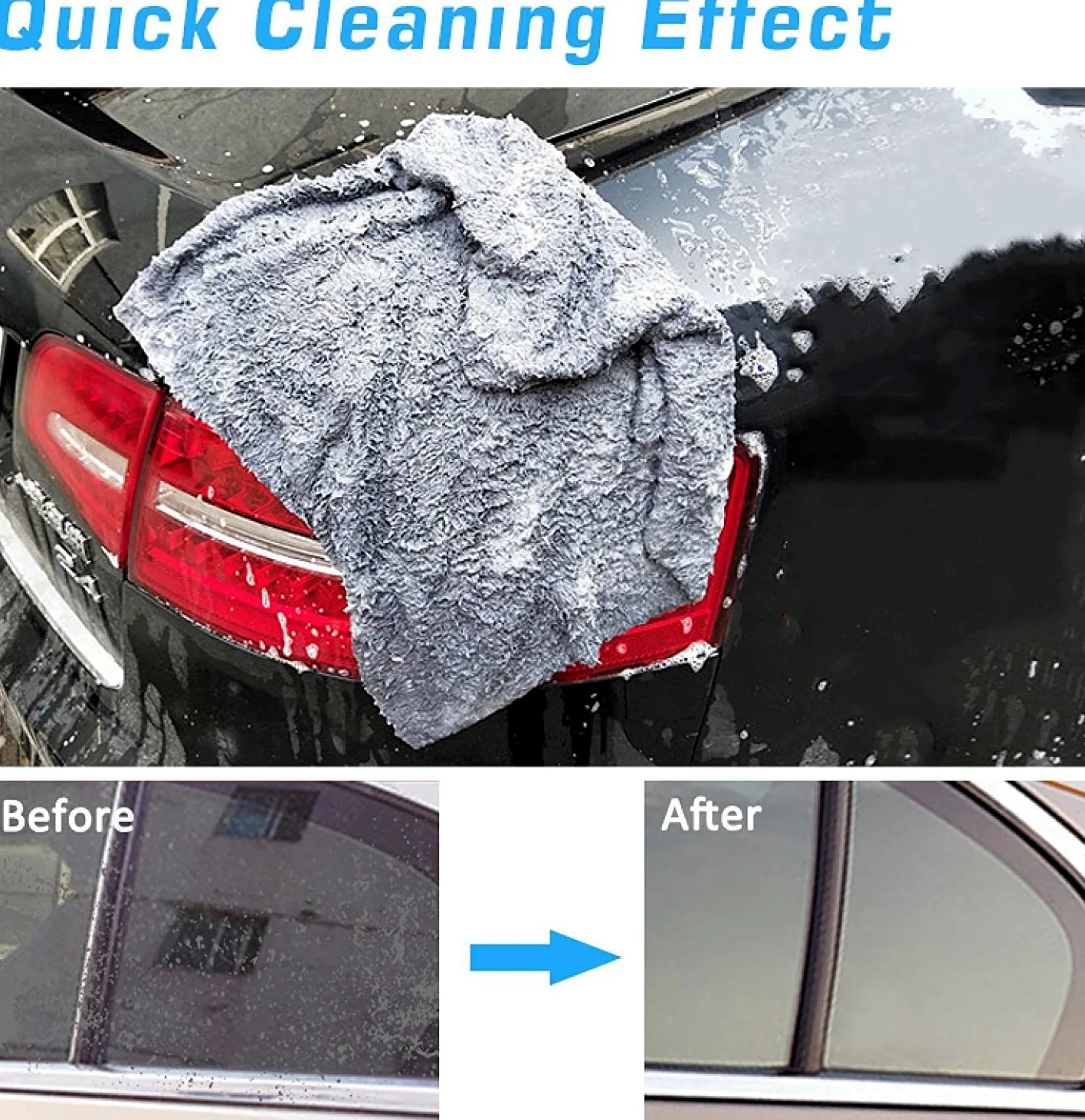Toalla de lavado de autos Toalla de microfibra Accesorios de lavado de autos 100X40cm Super absorbente Paño de limpieza de autos Toalla automática de microfibra premium Secado de una sola vez (Color