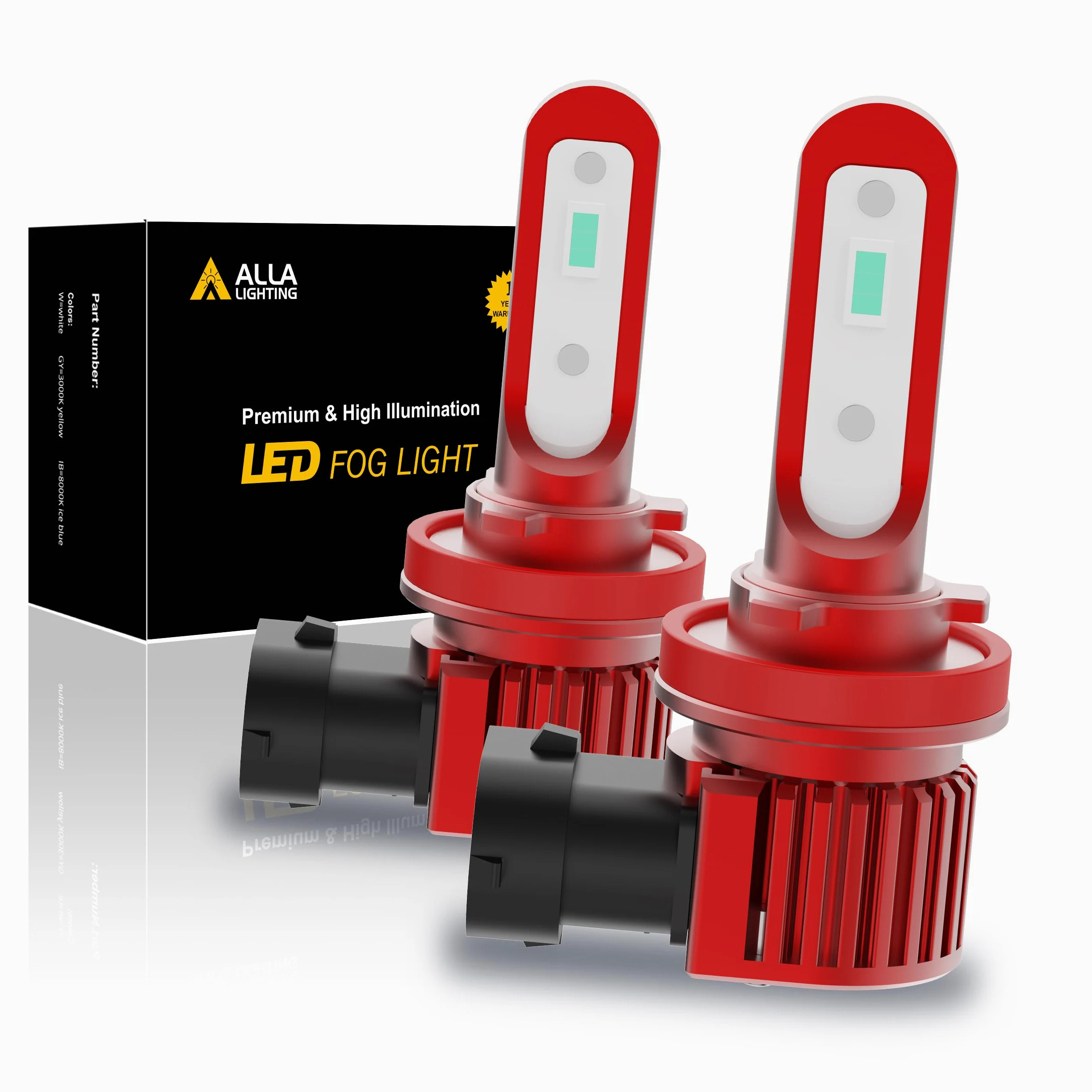 Alla Lighting - Bombillas LED para faros antiniebla (5200 lm, H8, H16, H11)