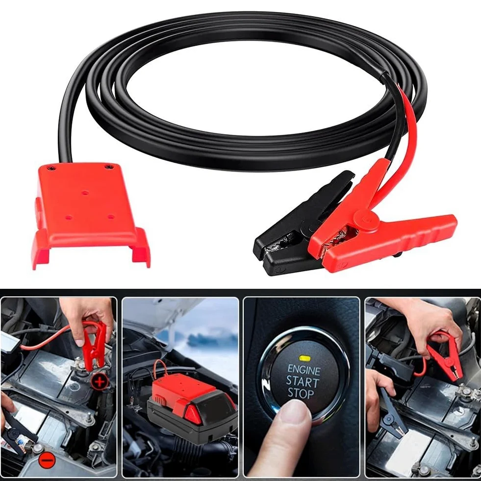 DAZZLEEX Cable de batería de iones de litio de 18 V con abrazaderas de 8 AWG para arrancador de salto, cable de arranque auxiliar portátil para coche, arnés de cable de 6 pies, ABS y cobre puro