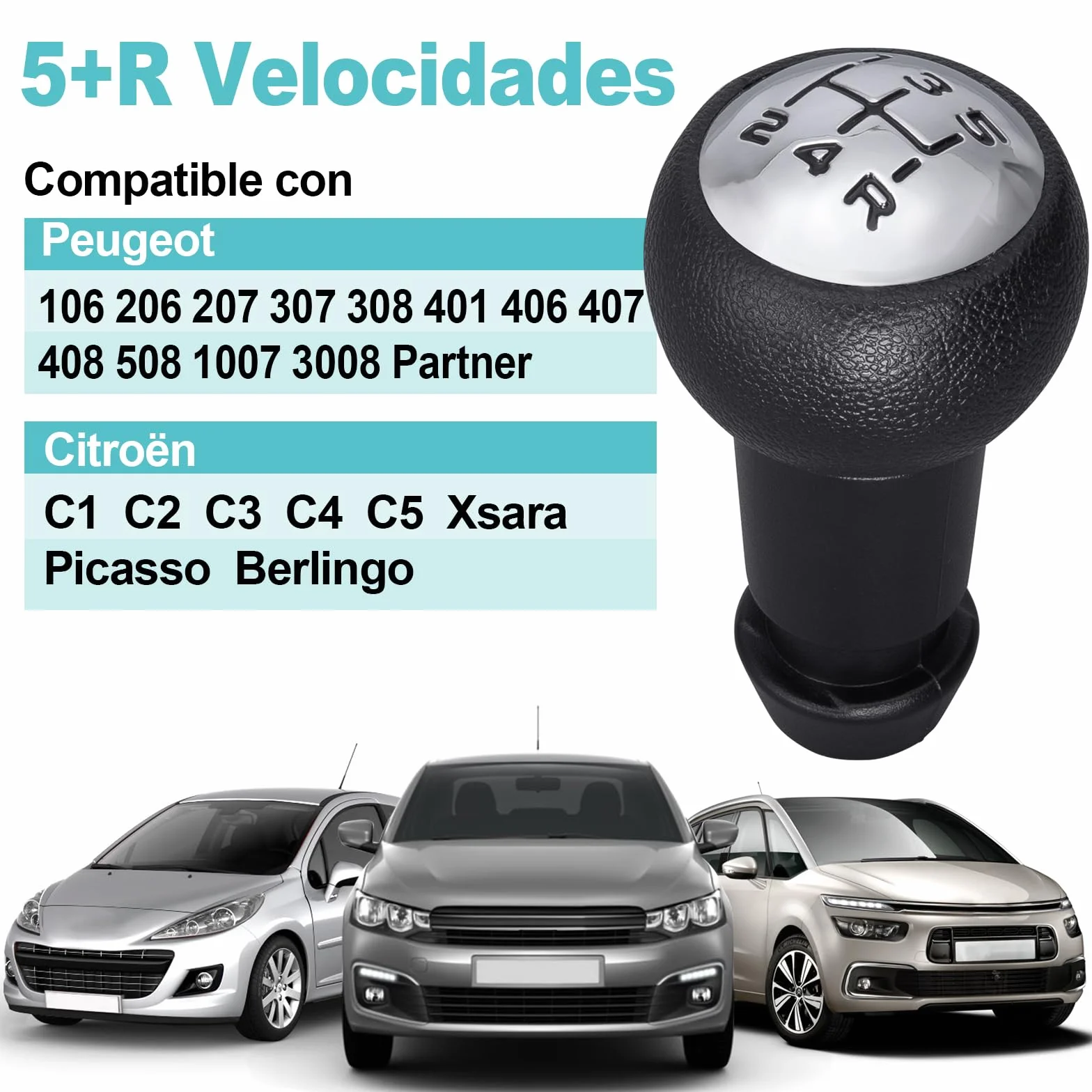 Spurtar Pomos de Palanca de Cambios 5 Marchas para Peugeot 206 207 208 306 307 1007 3008 Citroen C1 C2 C3 C4