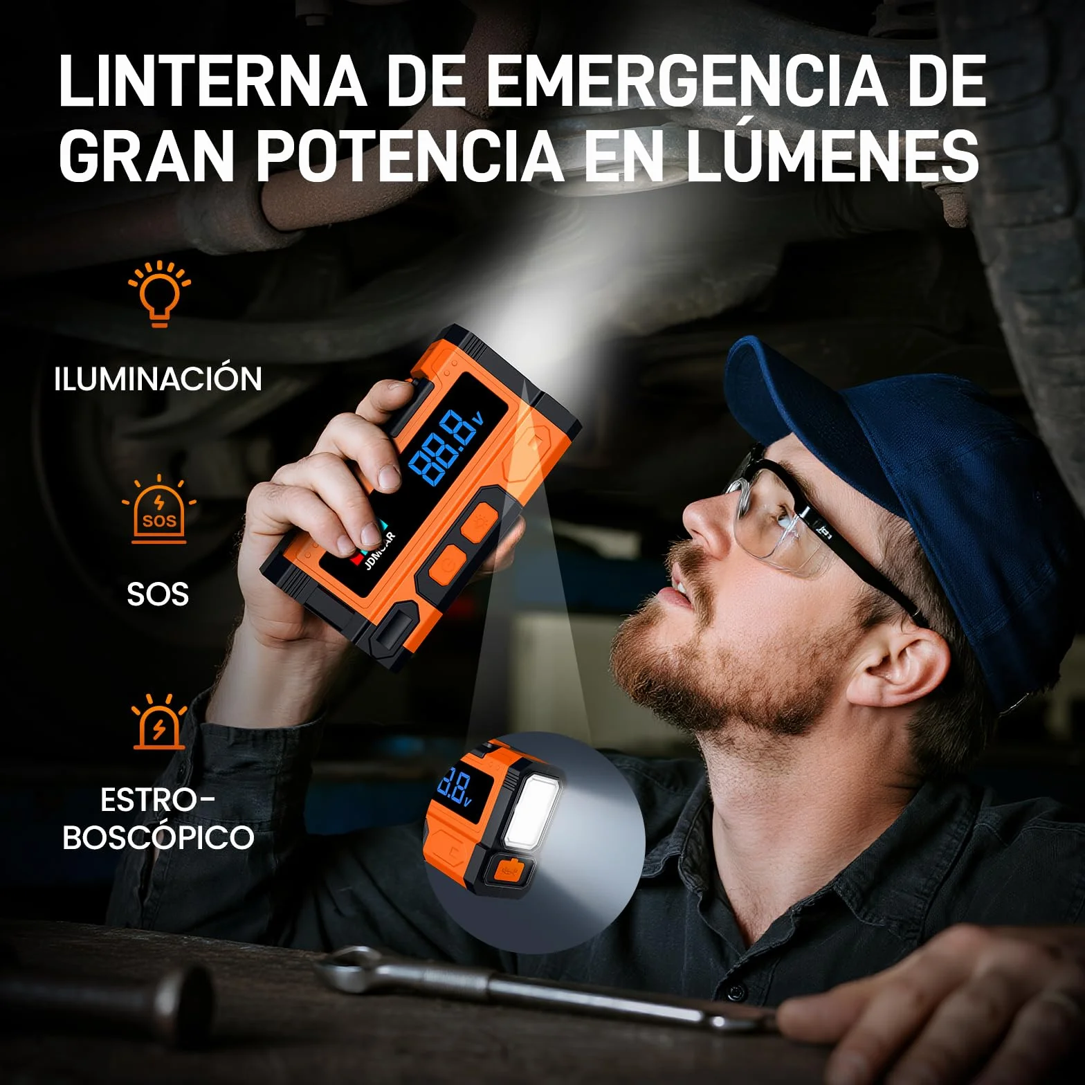 Arrancadores de Bateria de Coche 10000A 12V Arrancador de Coches Motor 9.0L Gasolina 8.5L Diesel Portatil Pantalla LCD Carga Rapida Linterna LED