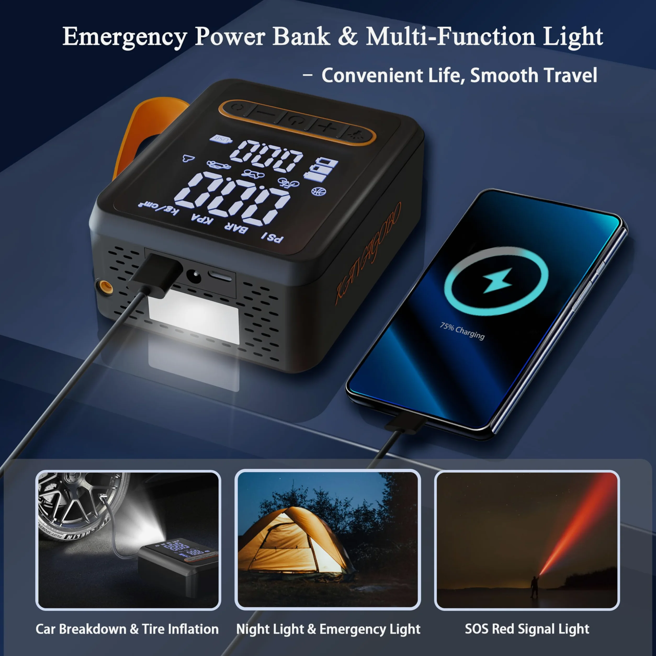 Compresor de aire portátil inflador de neumáticos, bomba de aire digital inalámbrica de 150 PSI con luz LED y medidor de presión para neumáticos de coche, motocicleta, bicicleta