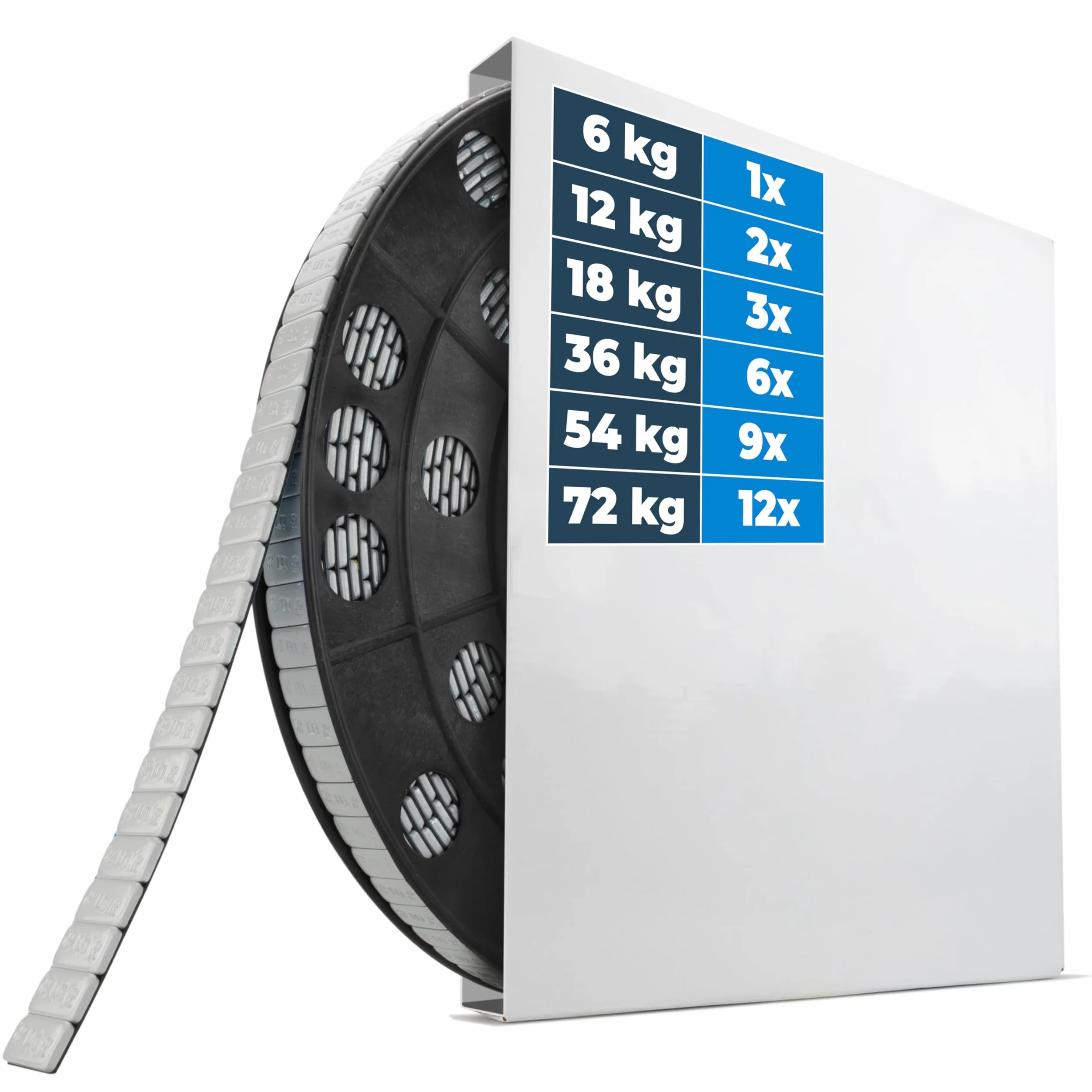 HASKYY Rollo de pesas adhesivas de 18 kg,3600x5 g, peso de acero,barra adhesiva plateada con borde de demolición,pesos de equilibrio para llantas de acero y llantas de aluminio,con revestimiento de