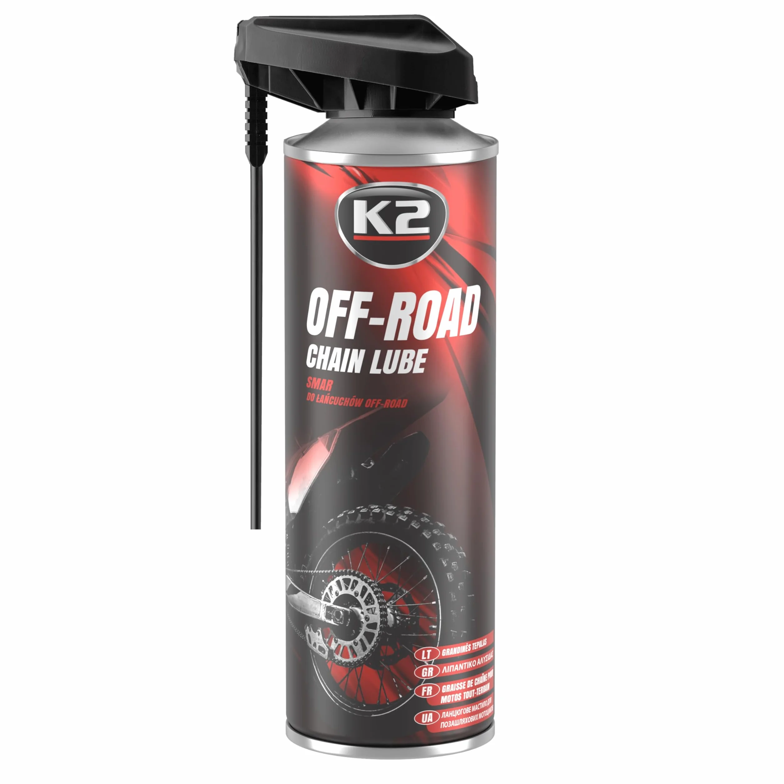 K2 Lubricante para Cadenas de Motos Off-Road, Mantiene Limpieza y Funcionalidad Chain Lube Grasa para Cadenas 500ml