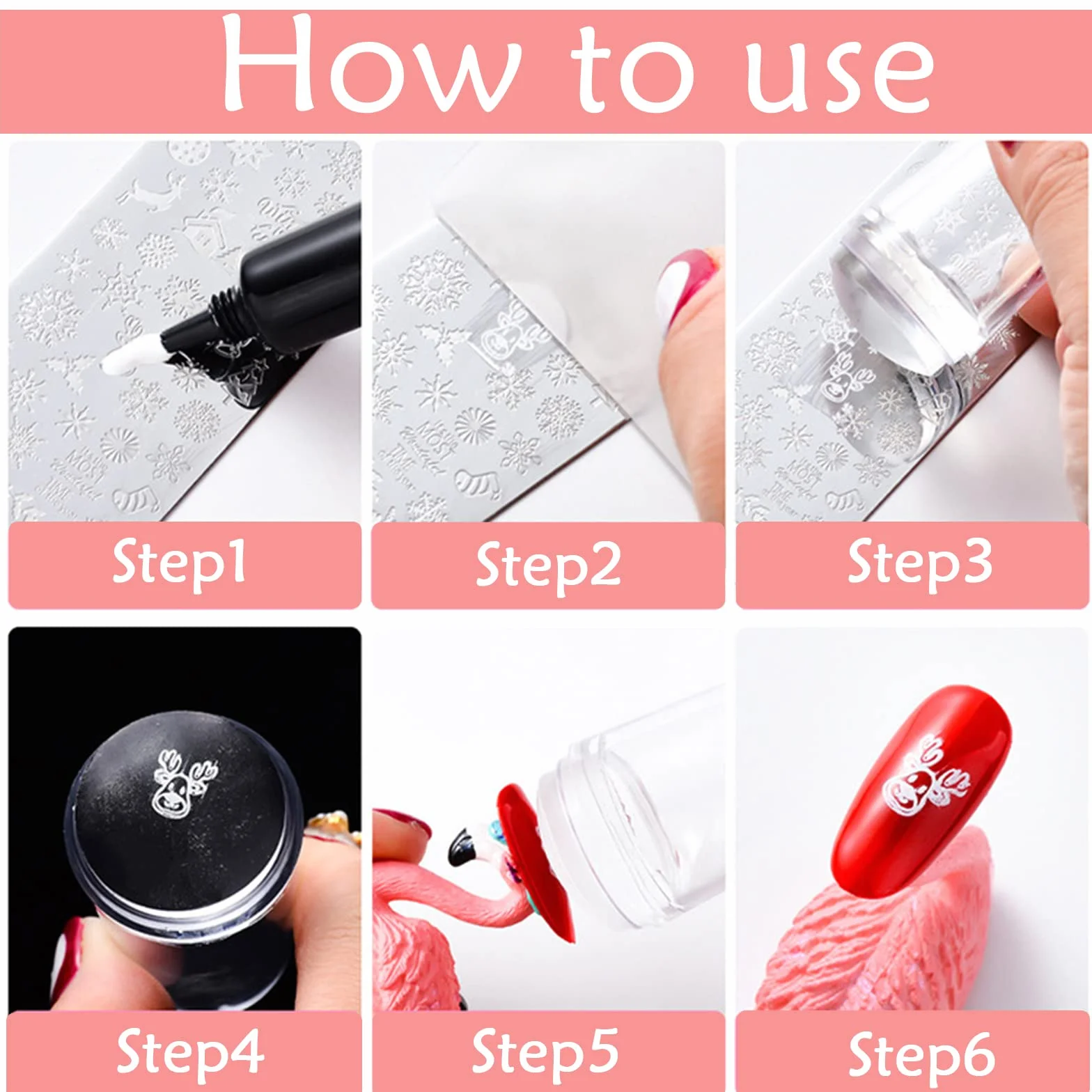Nail Art Stamping Kit Plantillas para Uñas con Bolso Placas Sello Raspador Silicona