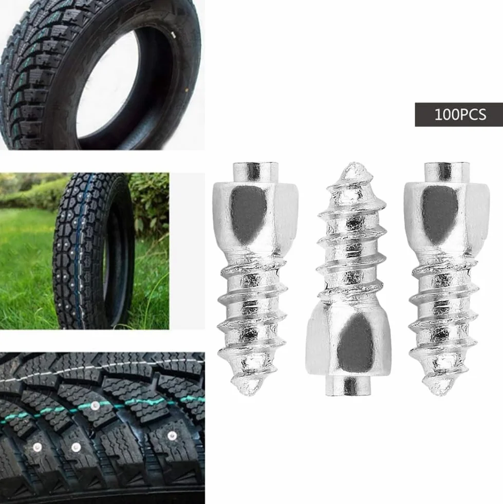 Tornillo para Neumáticos 12 mm Metal Antideslizante 100 Piezas para Coche Moto de Nieve Tractor ATV UTV