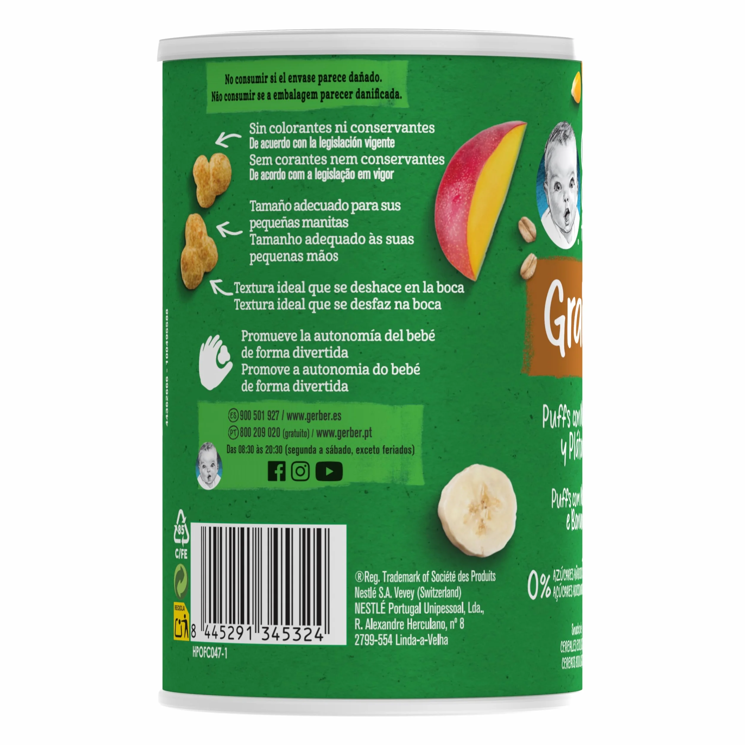 Gerber Organic Snack Maíz y Avena con Mango, 12 meses, 5 x 35 g