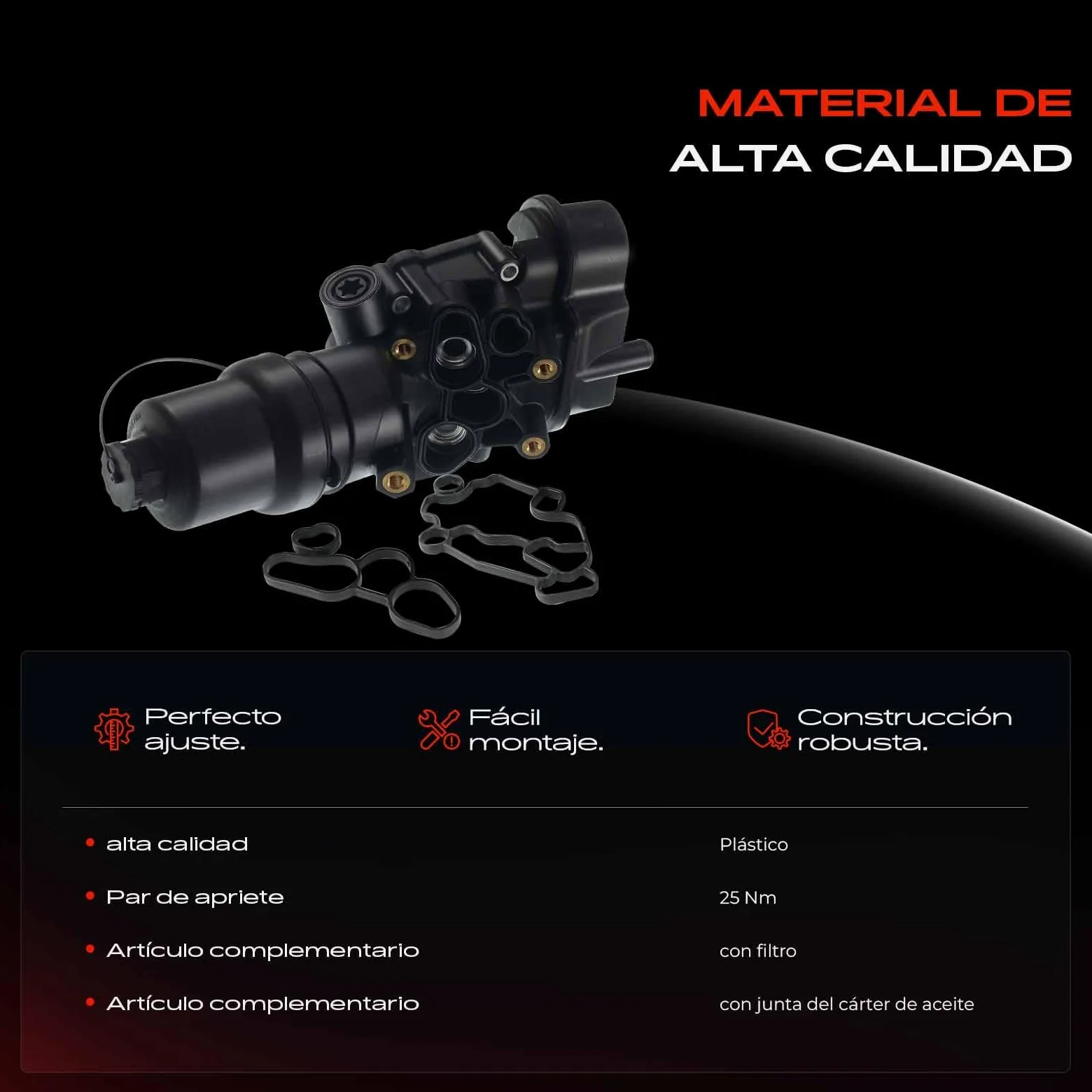 Frankberg Carcasa del filtro de aceite 06D115397J | Compatible con: Golf V 1K1, Altea XL 5P5 5P8, E.O.S 1F7 1F8, León 1P1, A3 8P1, O.c.t.a.v.i.a II 1Z3, P.a.s.s.a.t 3C2