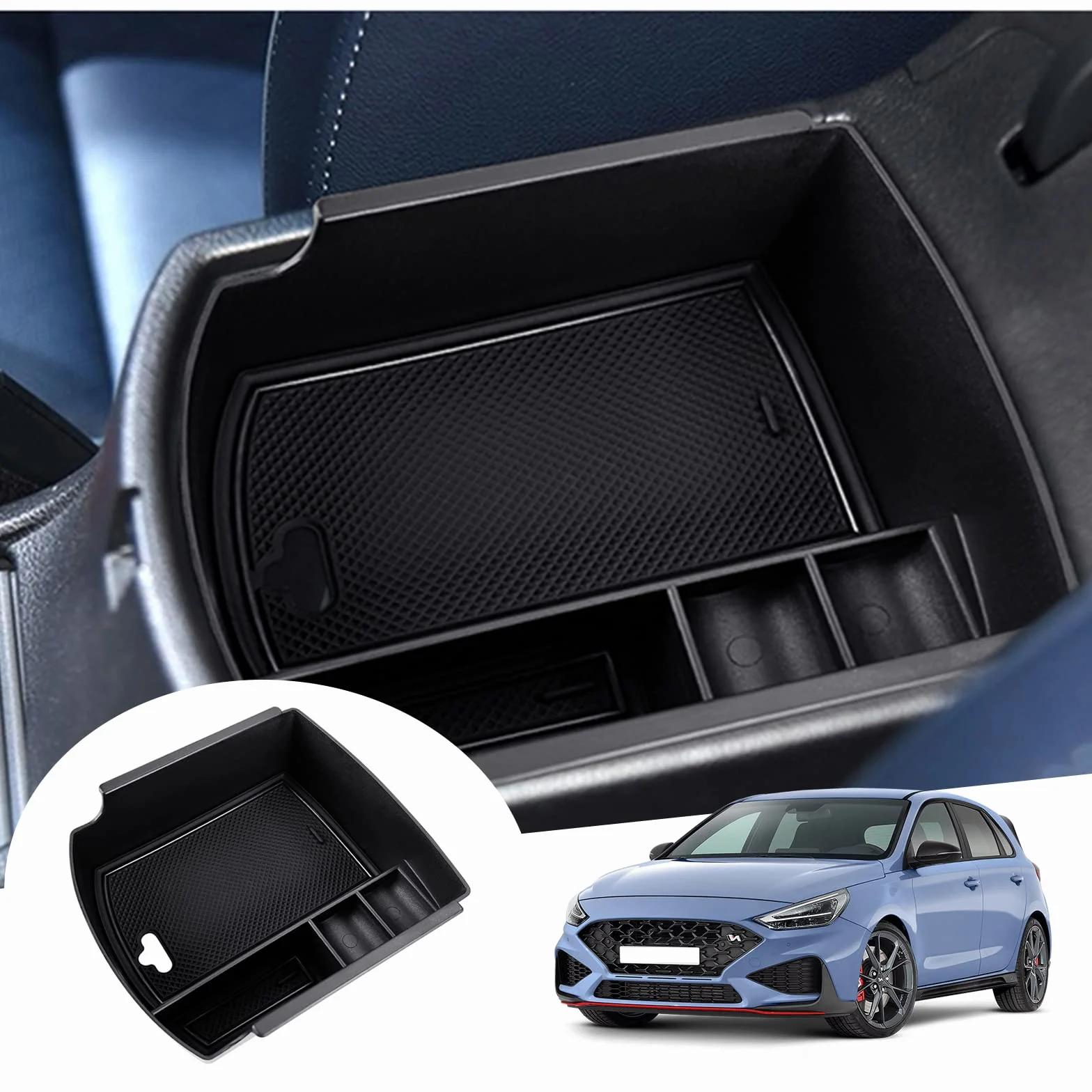 GAFAT 2017-2024 2025 Hyunda-i i30/i30 N/N Line/Fastback Caja de Almacenamiento para Consola Central, Reposabrazos Organizador Bandeja Guantera, Compatible con Hyundai i30 [No para Freno Electrónico]