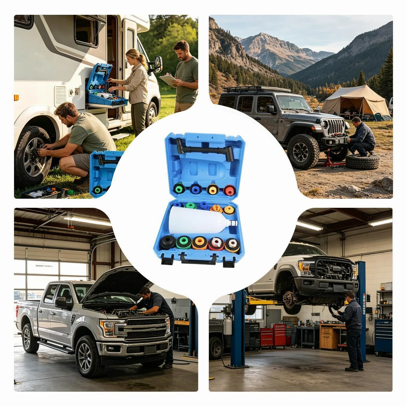 Embudo Para Aceite Del Motor 16 piezas juego de embudo con purga flexible, | Kit Embudo Llenado Radiador para coches, camiones, autocaravanas, lavado y reparación