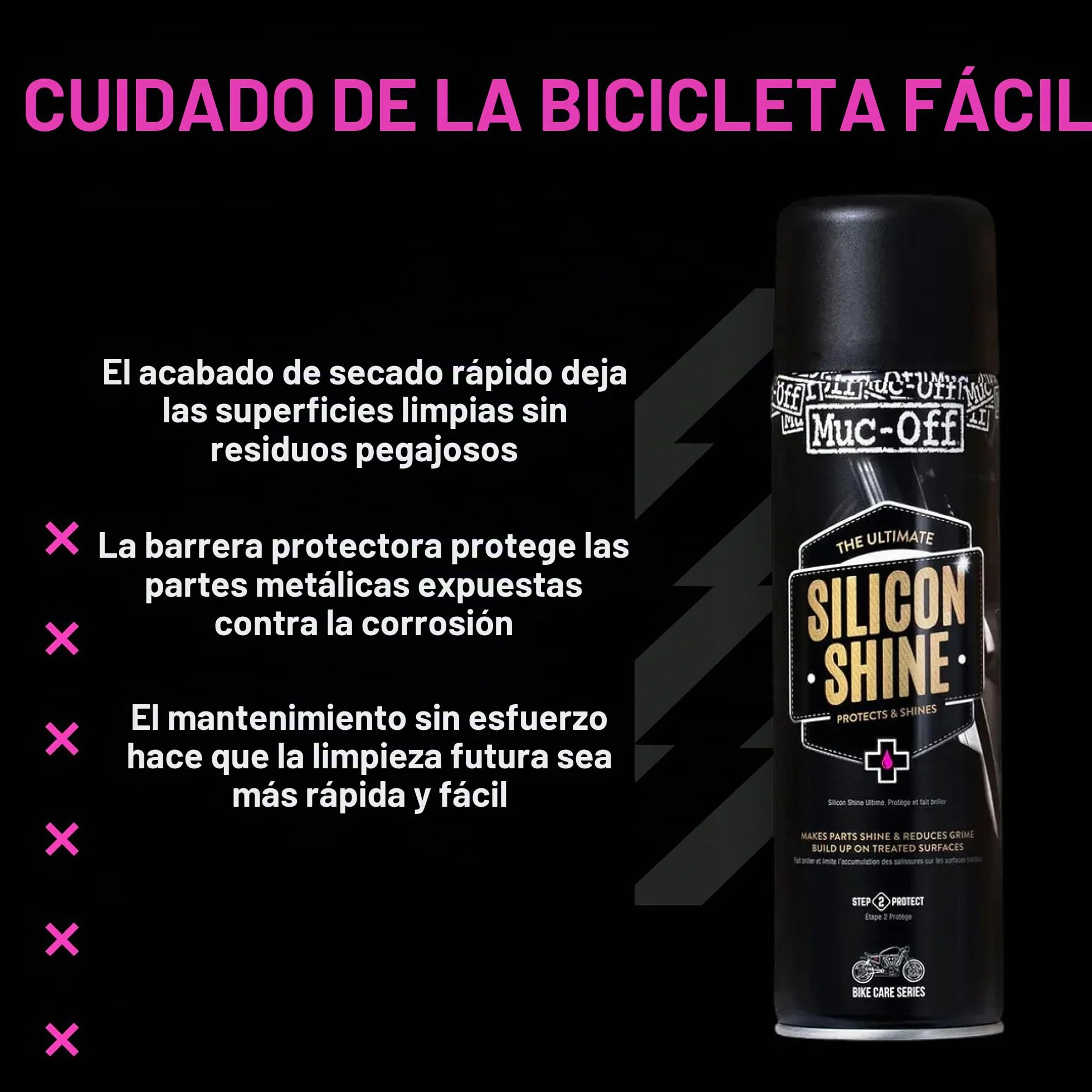 Muc-Off Silicon Shine Abrillantador de Moto de Silicona Líquida, 500 ML - Spray Protector de Moto Abrillantador para un Acabado Luciente - Protege y Ayuda a Prevenir la Adherencia de la Suciedad