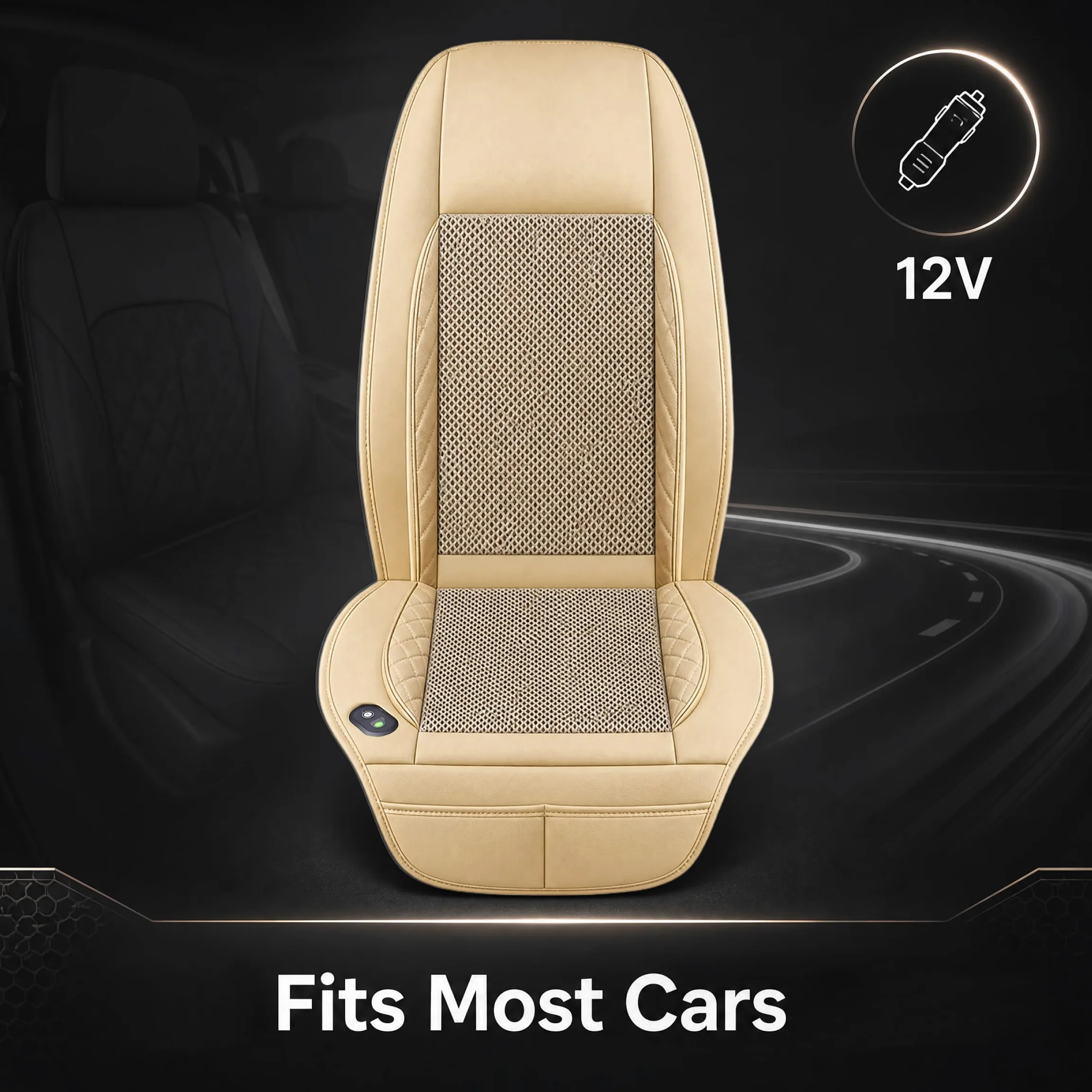Funda de asiento de coche antideslizante y transpirable, cojín ajustable para asientos de coche con velocidad del viento, enfriador de asiento de verano para camión, SUV, silla de oficina, color
