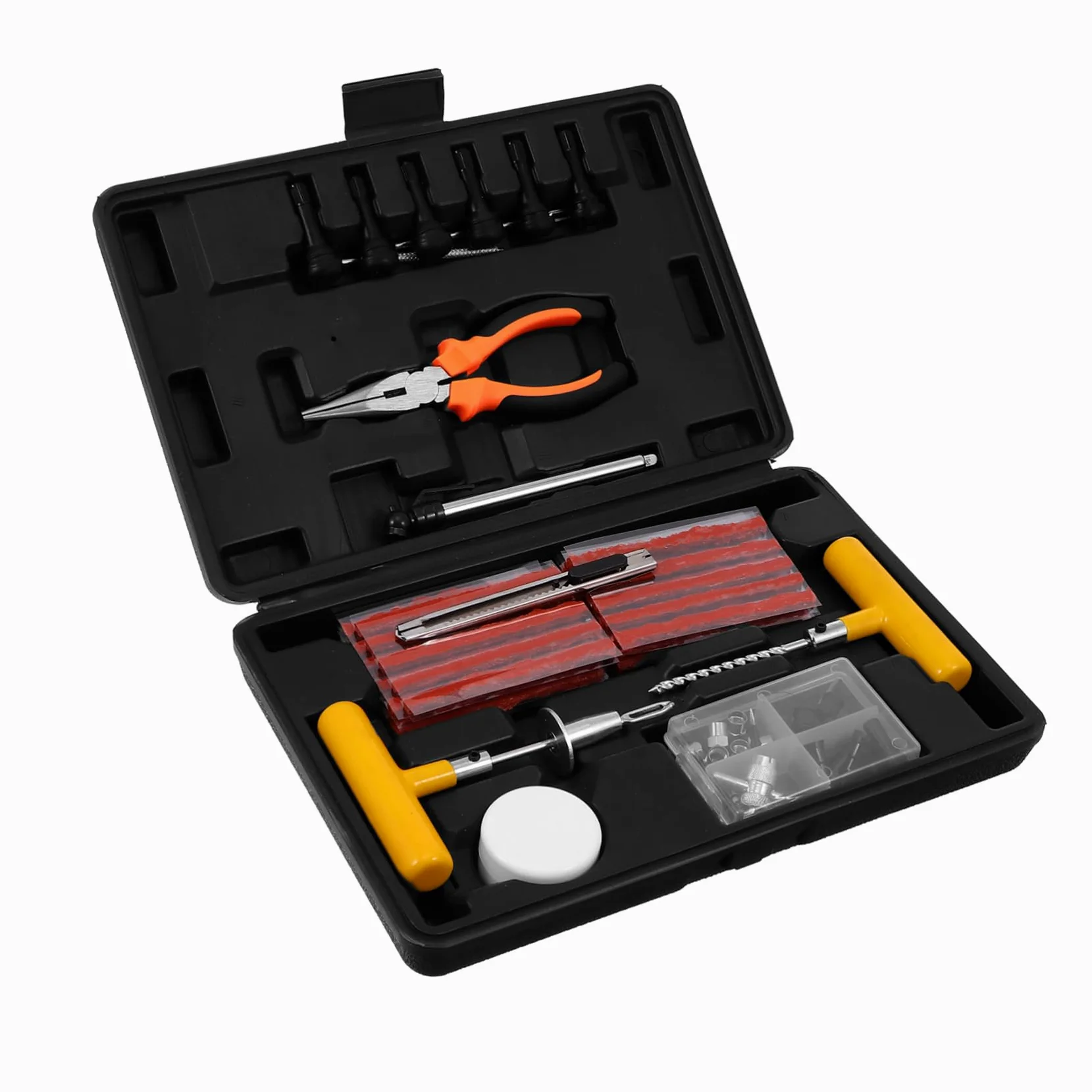 GLEAVI Kit de Reparación de Neumáticos para Coche, 100 Piezas, Portátil y Ligero, de Acero y Goma, para Reparación de Coche Momento