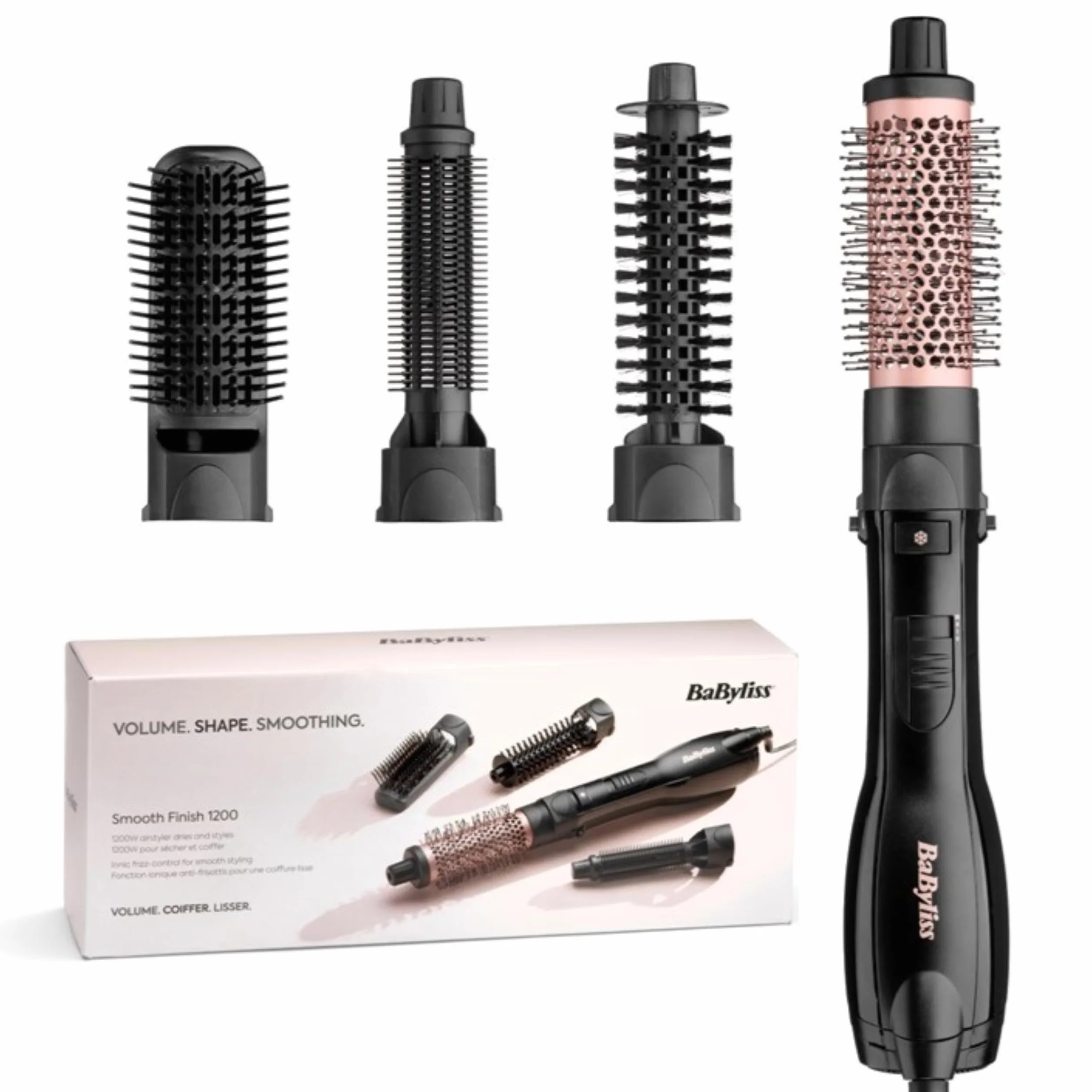 BaByliss Smooth Finish 1200 Cepillo de Aire Caliente 4-en-1 AS122E 1200W