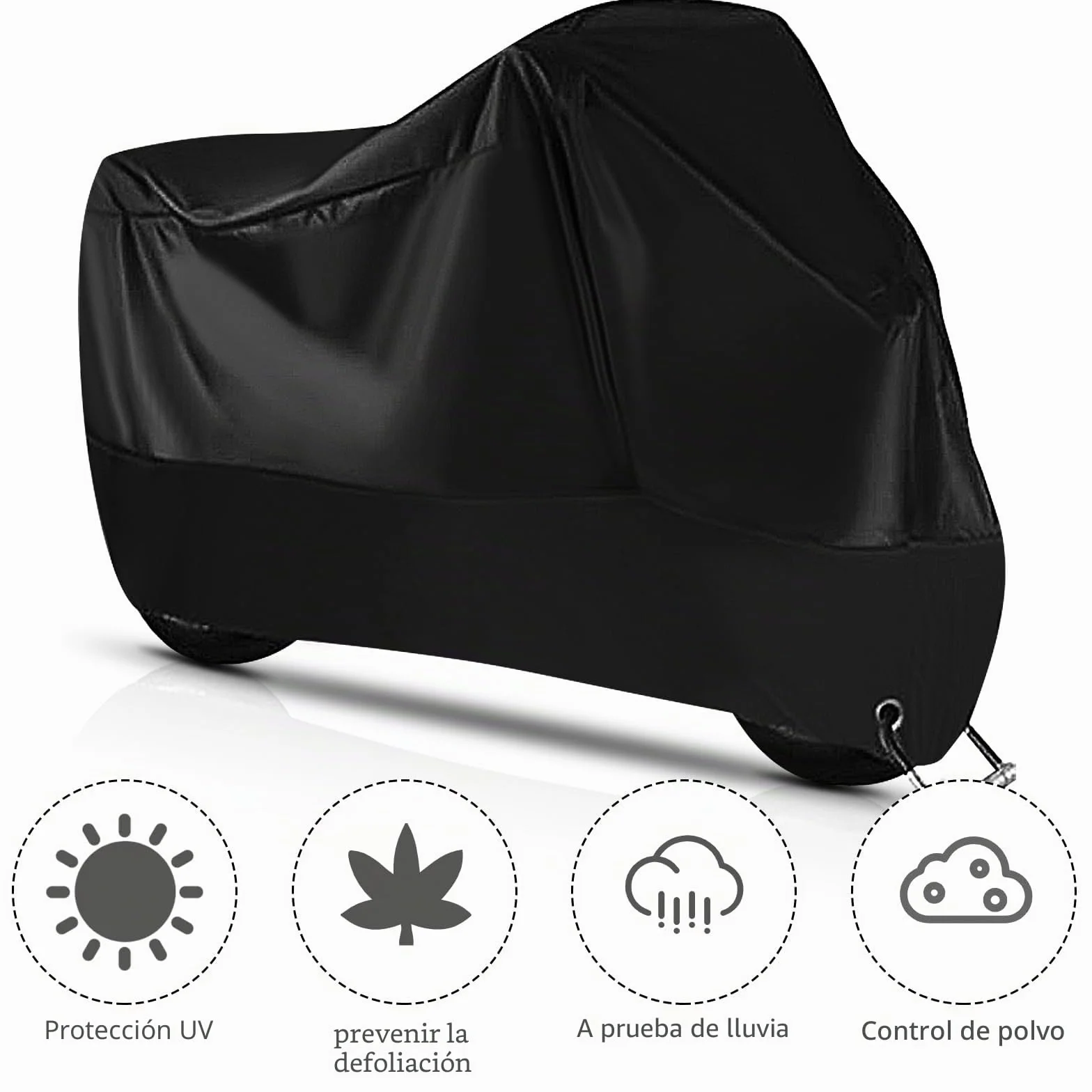 Mesybveo Funda para Moto, 190T Poliester Funda Moto Exterior Impermeable, Cubre Moto con Agujeros de Bloqueo, Toldo Cubierta Motocicleta Lluvia Antipolvo, Protección UV e Impermeable(245x105x125cm)