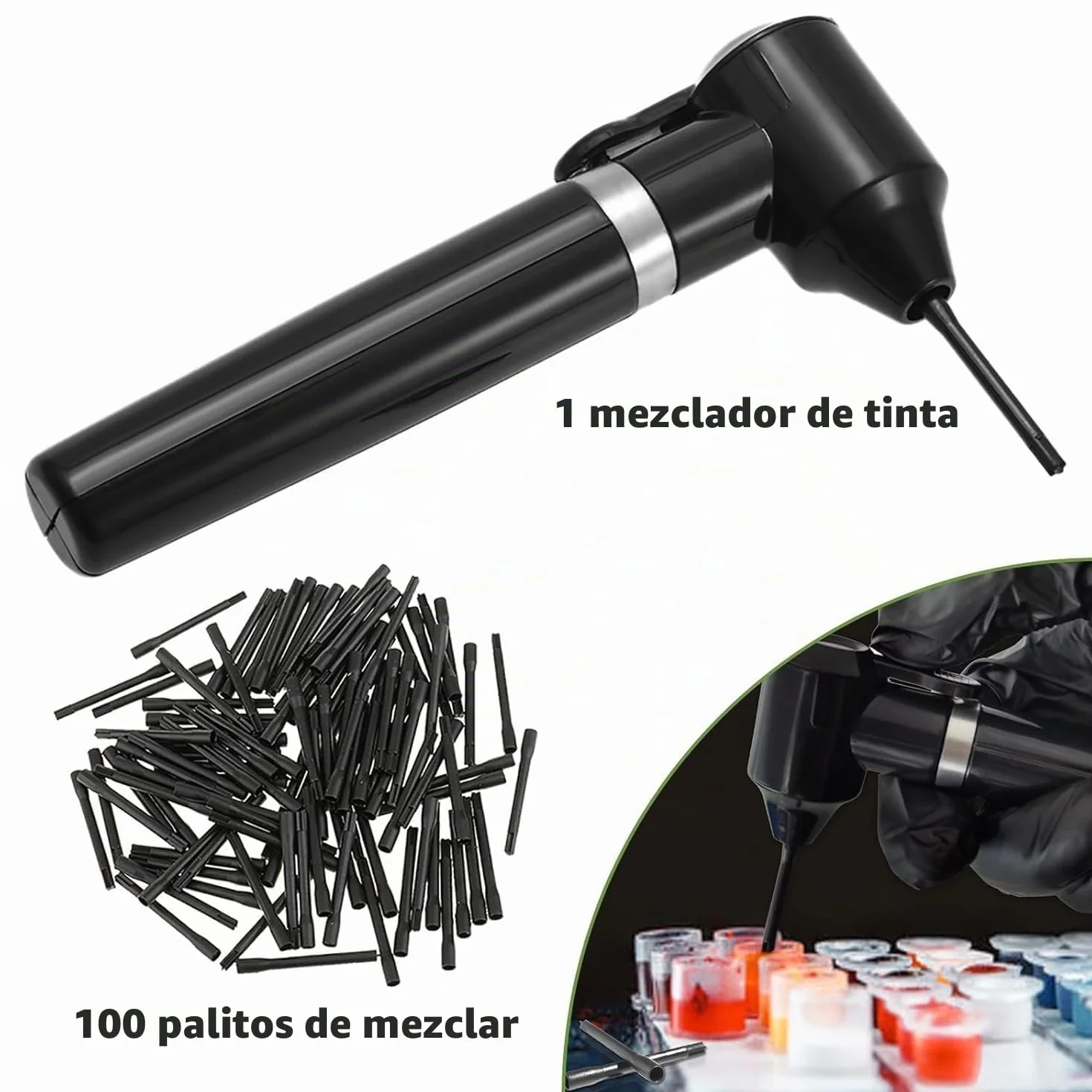 Rayyl Mezclador de Tinta de Tatuaje con 100 Palos de Mezcla Profesional