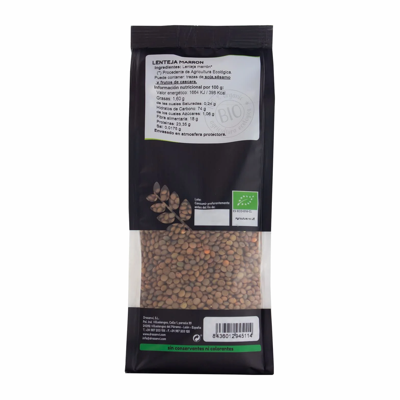 Drasanvi Lenteja Marrón Bio 500 g Ecosana Lentejas Ecológicas Alta Proteína Fibra Legumbre Natural