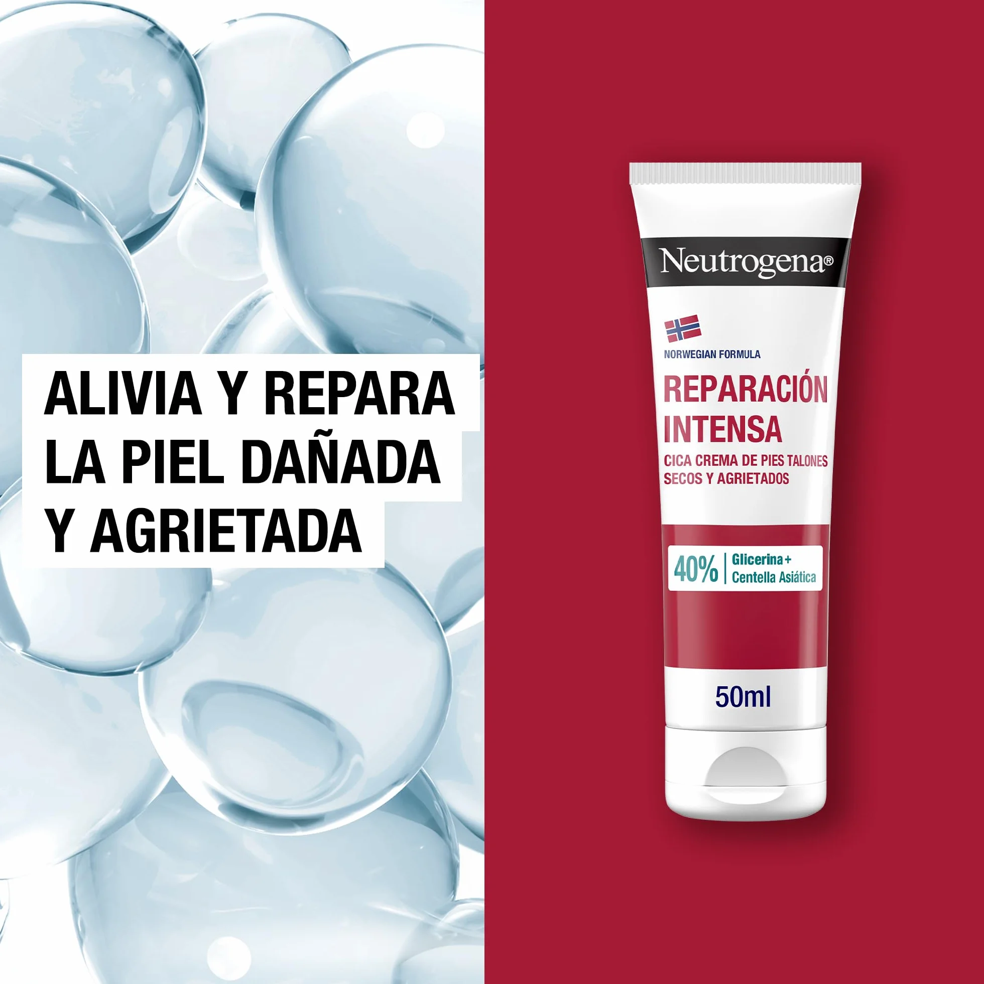 Neutrogena Fórmula Noruega Reparación Intensa CICA Crema de Pies Talones Agrietados 50 ml