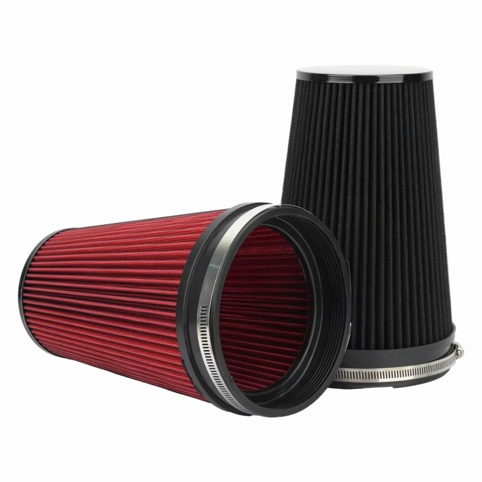 150 Mm/6 Pulgadas Filtro De Aire Cónico Universal Flujo filtro de aire motor | Filtro frío lavable de la entrada de aire del motor del coche de carreras del tubo de entrada en frío(Red)