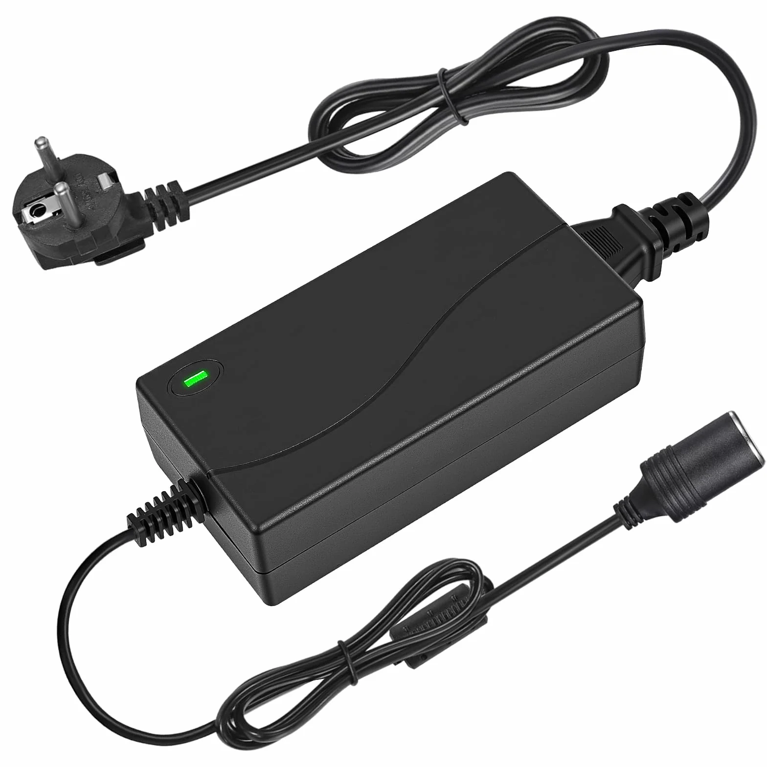 Adaptador Mechero Coche a Enchufe, 5A/60W Transformador 12V a 220, Convertidor 12V 220V, con Encendidor de Cigarrillo de Coche, para Nevera de Coche, Inflador de Neumáticos, Aspiradora de Coch