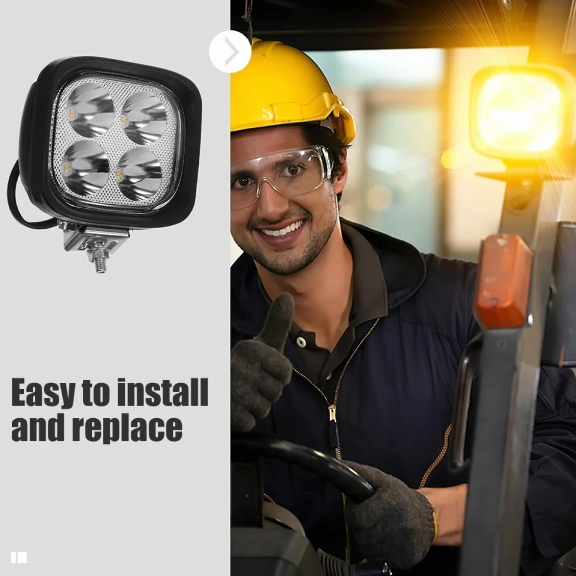 2 Luces LED para Carretilla Elevadora, Focos de Trabajo LED de Alta Potencia, Montaje Completo, Compatibles Varios Modelos, Luz de Conducción para Seguridad y Mejor Visibilidad