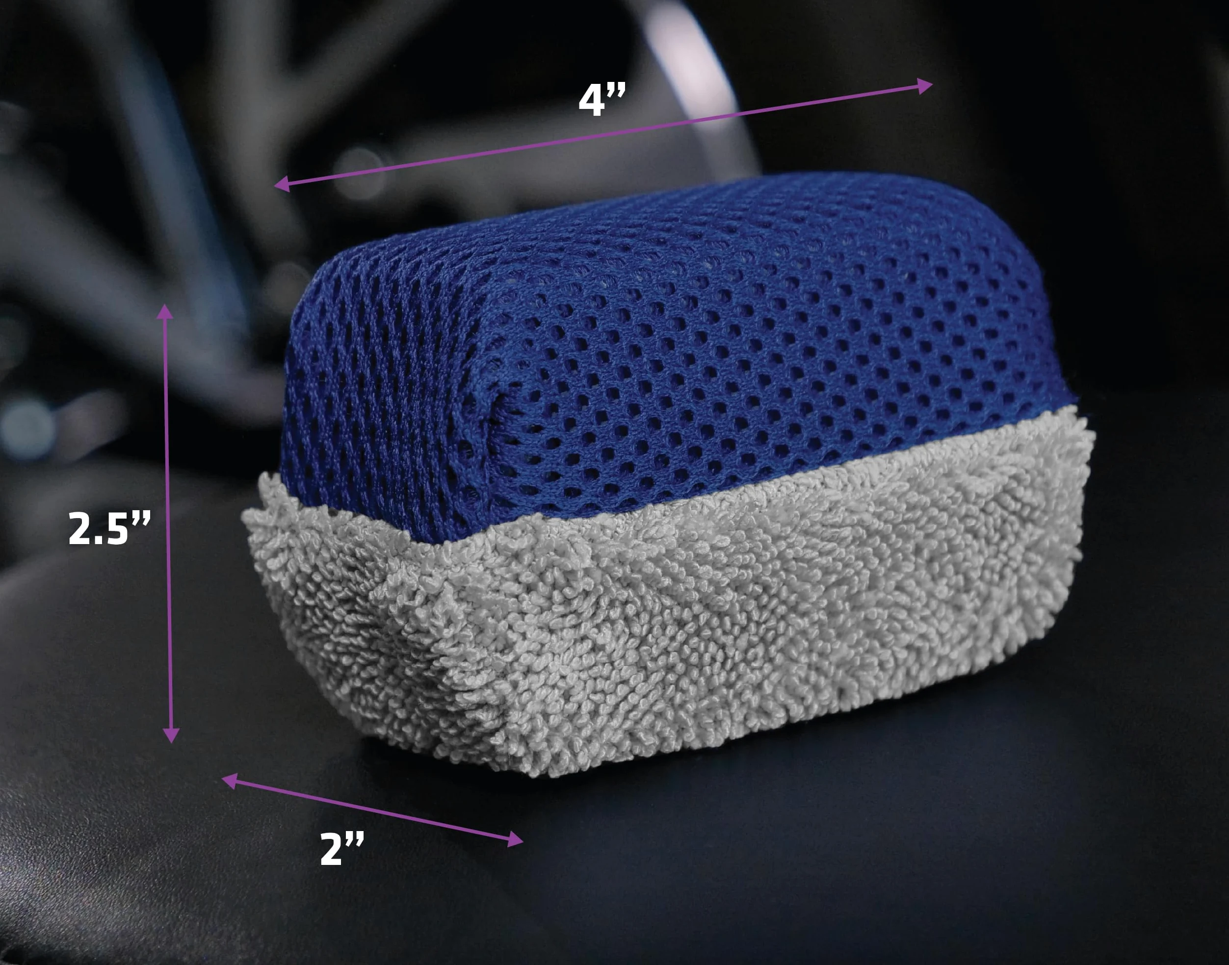 VIKING Esponjas aplicadoras de brillo de neumáticos, malla multiusos y almohadilla aplicadora de microfibra para detalles de coche, azul y gris, paquete de 2