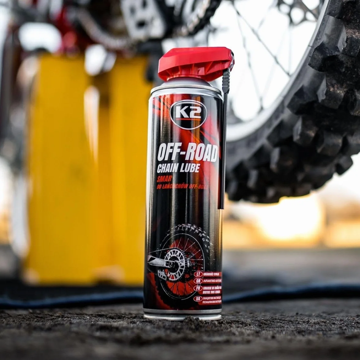 K2 Lubricante para Cadenas de Motos Off-Road, Mantiene Limpieza y Funcionalidad Chain Lube Grasa para Cadenas 500ml