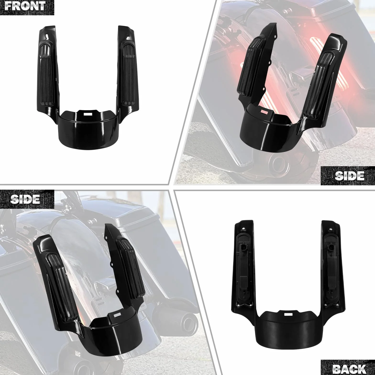 motocicleta trasera Fender Fascia LED luz para Harley Touring Road Glide Street Glide Electra Glide Road King Ultra Limited 14-2019 Negro brillante
