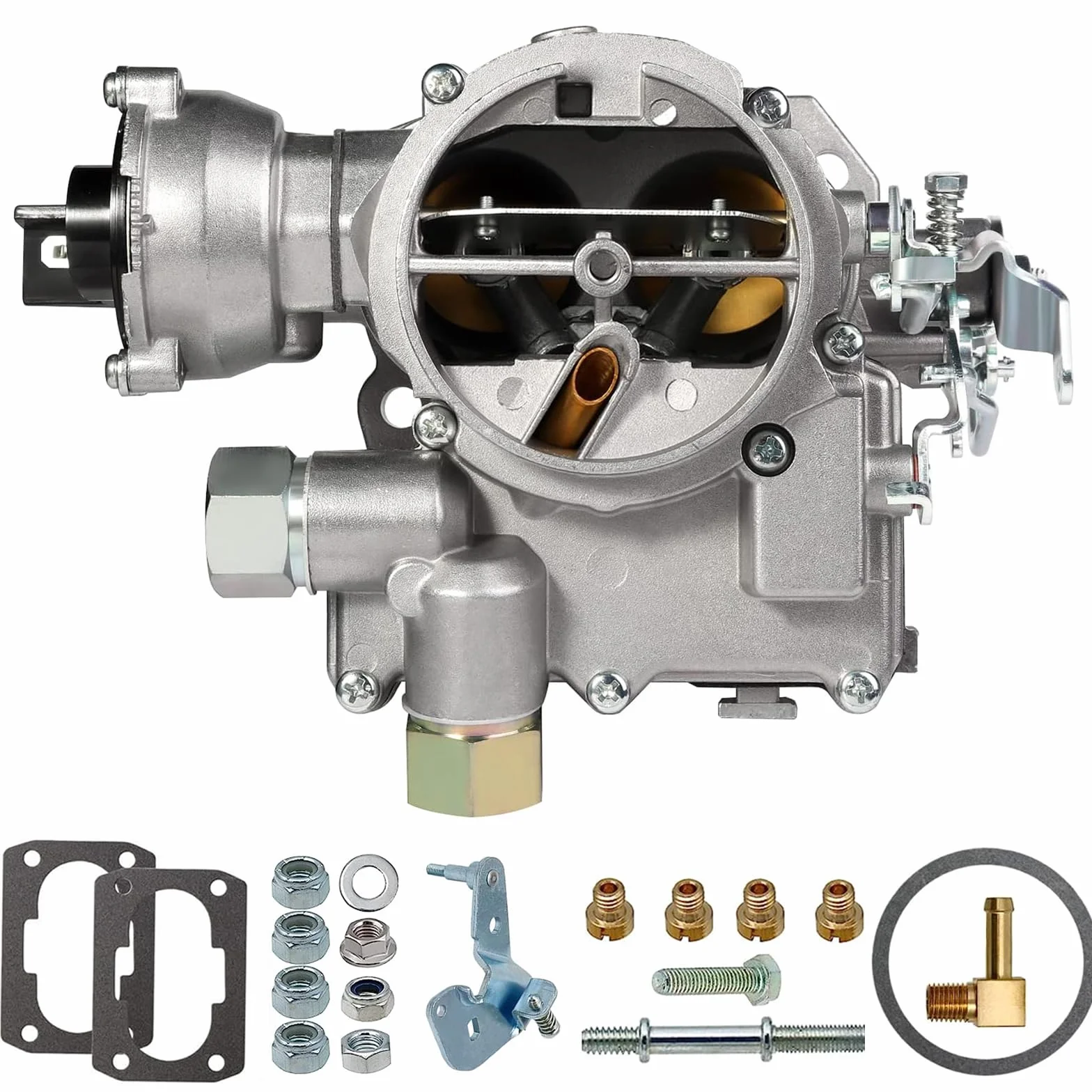 Carburador para motores Mercruiser 3.0 2.5L 4CYL de 2 barriles Marine Mercry Mercarb con estrangulador eléctrico y juntas de chorros de enlace corto largo, reemplaza 3310-864940A01, el patrón de perno