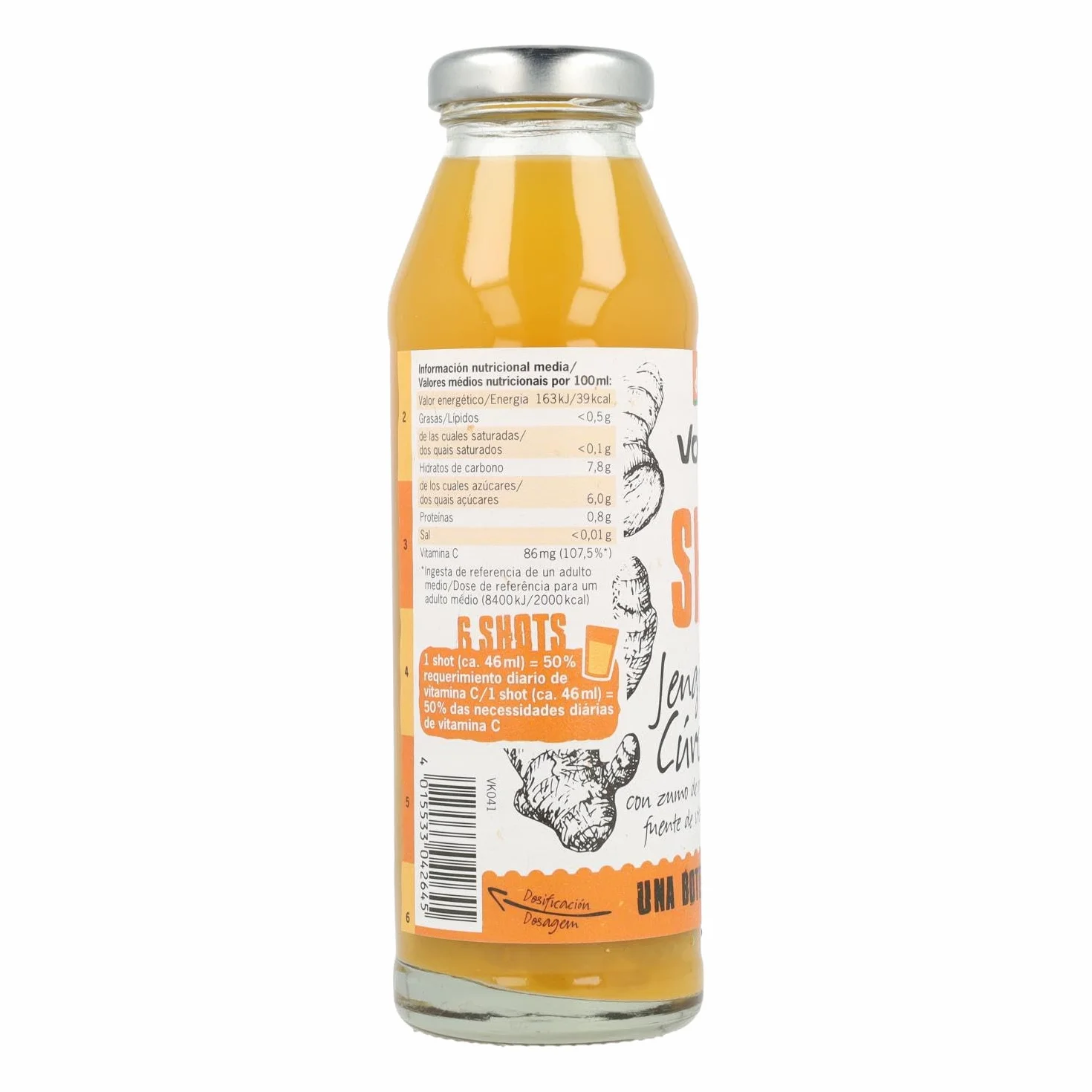 Voelkel SHOT de Jengibre y cúrcuma naranja acerola limón 280ml