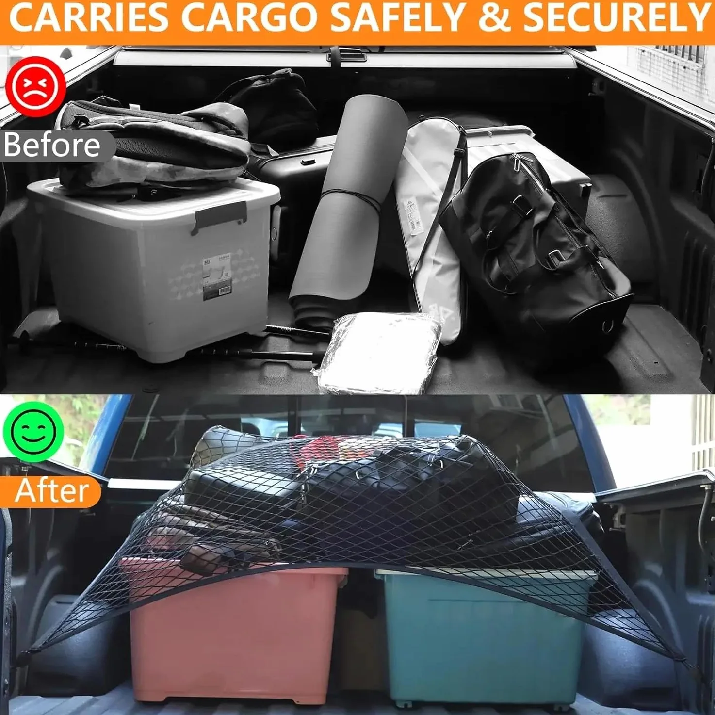 Red de Almacenamiento Red De Carga Elástica De 120 X 120 Cm Organizador De Malla para Caja Camioneta Ideal para Camionetas Ligeras Uso Diario Red Elástica Maletero