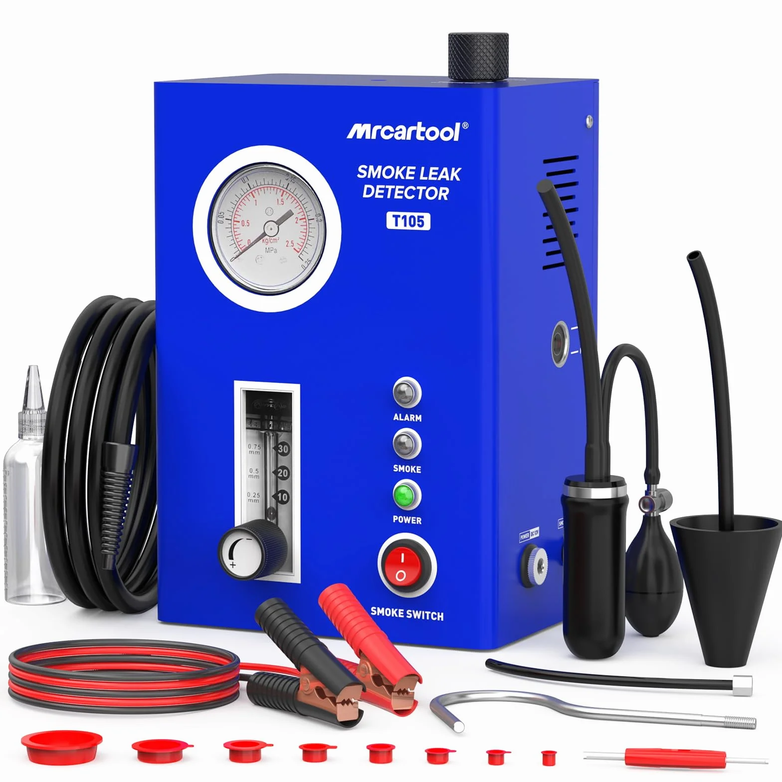 Detectores de Fugas de Combustible para Coches con Bomba de Aire integrada 12V Detector de Fugas de Humo con manómetro y medidor de Flujo de Humo, máquina de Humo Detector de Fugas para Coches