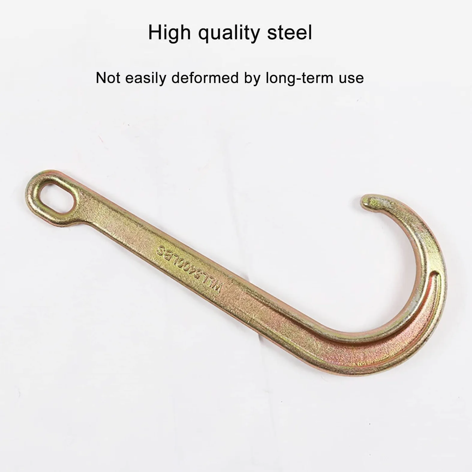 Gancho de vástago largo para avería de coche, gancho de remolque J para recuperación de Wrecker, gancho de cadena de remolque galvanizado resistente