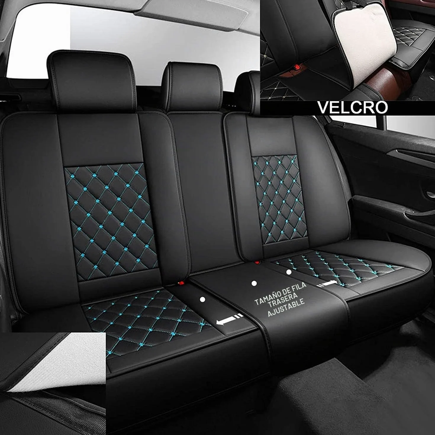Funda Asiento Coche para Peugeot 2008 3008 4008 SUV, Fundas Asientos Coche Universales, Juego Completo de Fundas de Cuero Impermeables, Funda De Asiento-5 Plazas (Color : B(Blue), Size : 3008)