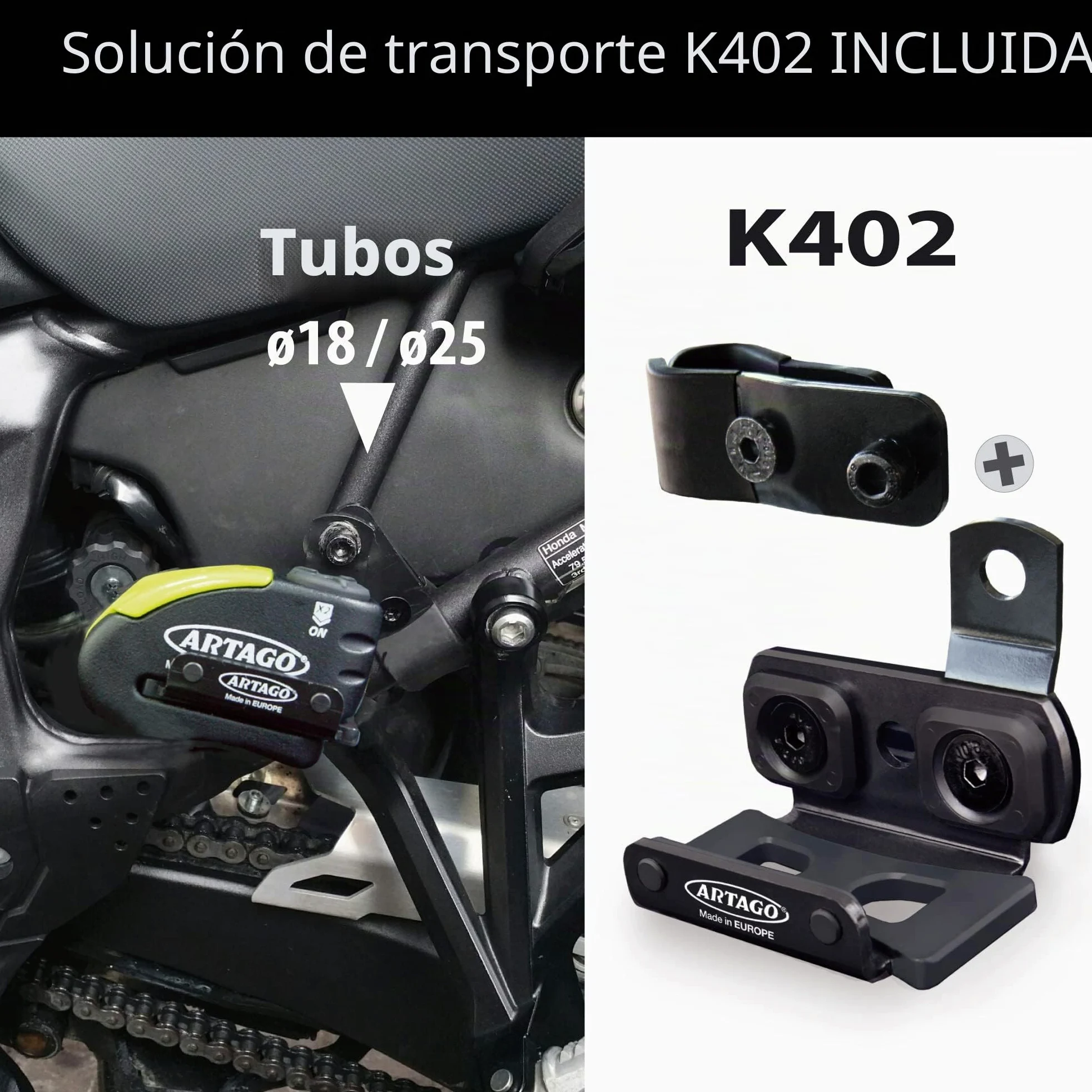 Artago 30X4 Pack Candado Antirrobo Disco con Alarma 120db Alta Seguridad + Soporte para Honda CRF 1000l Africa Twin, Homologado SRA y Sold Secure Gold