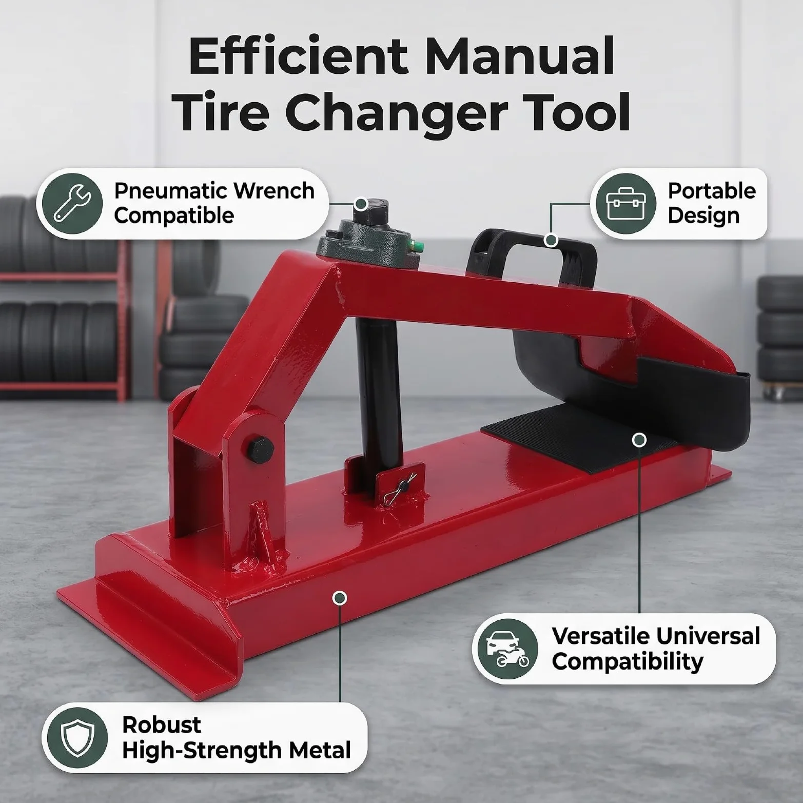 KIMISS Desmontadora Manual de Neumáticos, Herramienta Destalonadora Portátil, Interfaz de 27 Mm, para Instalación Rápida de Neumáticos y Destalonado en Coches Camiones Remolques SUVs