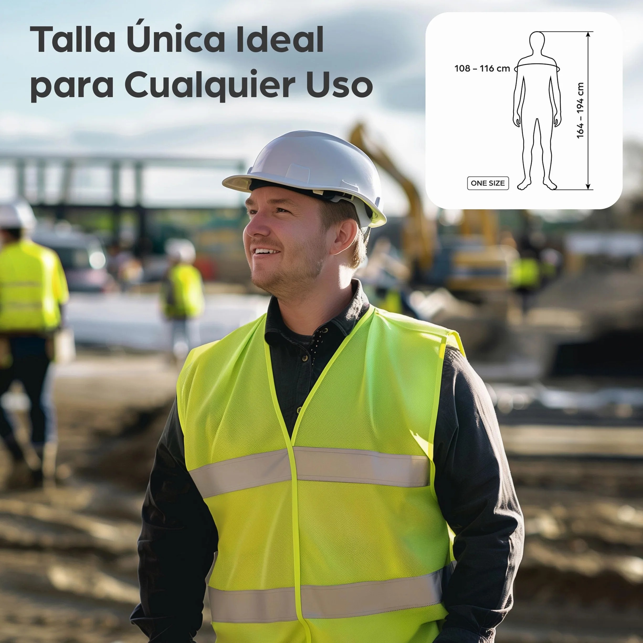 Prowiste 4 Chaleco Reflectante Homologado Set con Bolsa – Certificado EN ISO 20471, Válido en Toda Europa – Ideal para Auto, Construcción - Talla Única - Amarillo