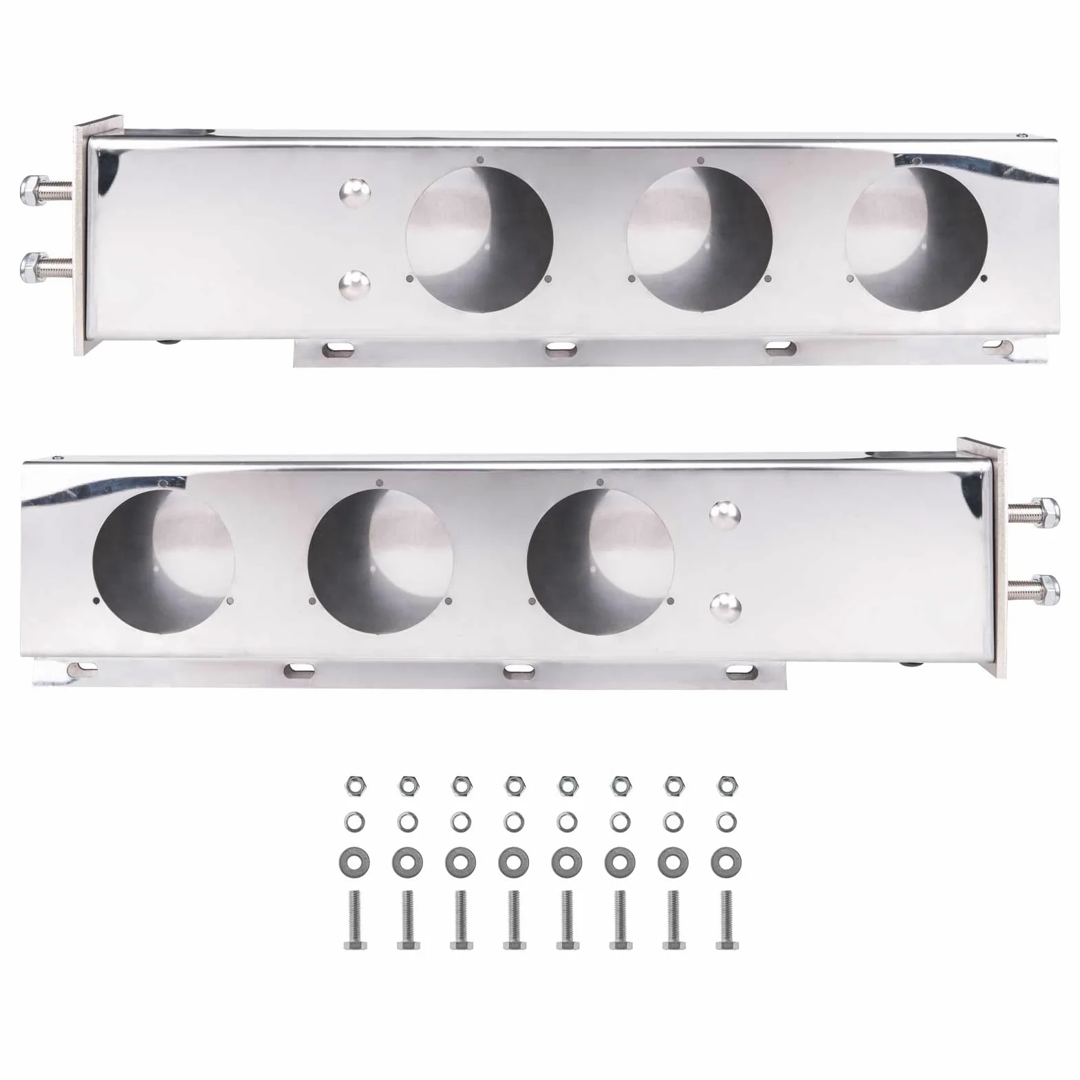 Colgador de solapa de barro con resorte superior plano con espacio de pernos de 2 1/2 pulgadas y agujeros redondos de 4 pulgadas