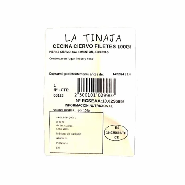 Cecina loncheada de ciervo 100gr