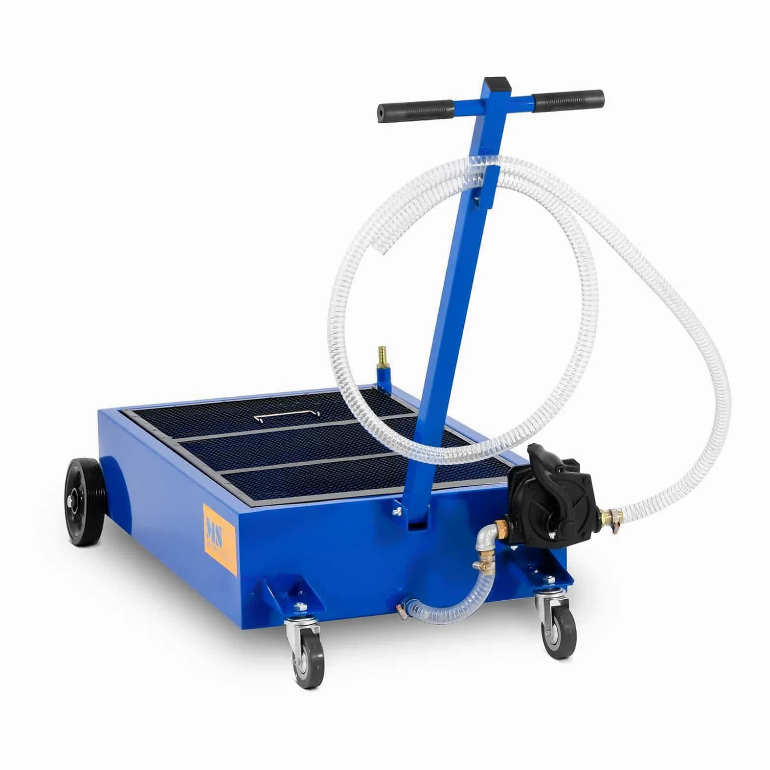 MSW Colector para Aceite Usado Bandeja de Drenaje MSW-WOT-68 (75 L, con Bomba de Mano, 20 l/min, Conexión: 1/2 Pulgada/Manguera: 2,2 m)