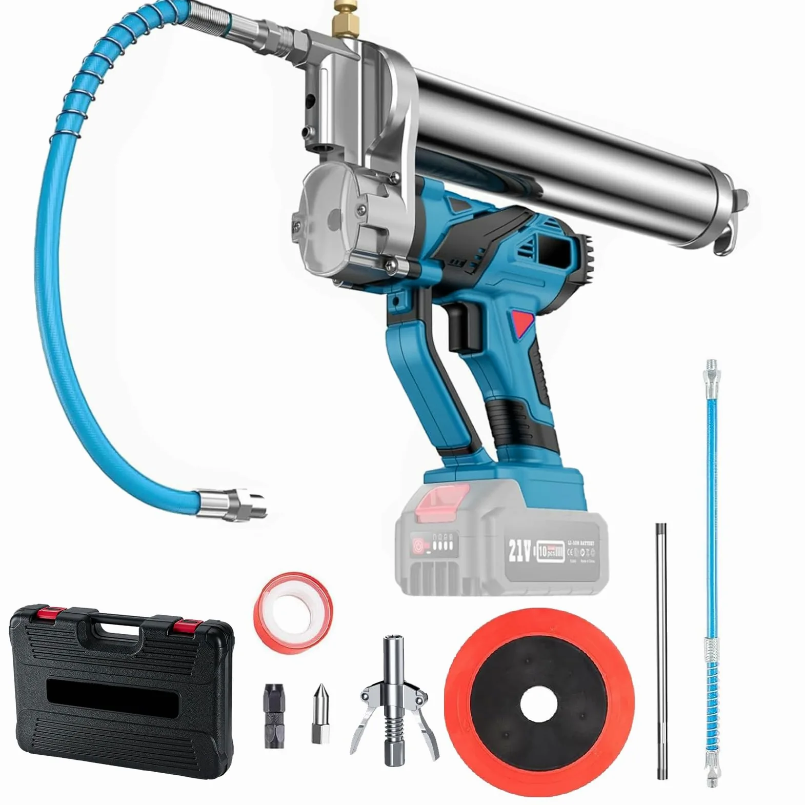 LIROPAU Pistola engrasadora a batería engrasadora Compatible con Makita 18V | pistola engrasadora eléctrica a batería, manguera de 45cm, 1 alicates de bloqueo, punta puntiaguda, engrasadora