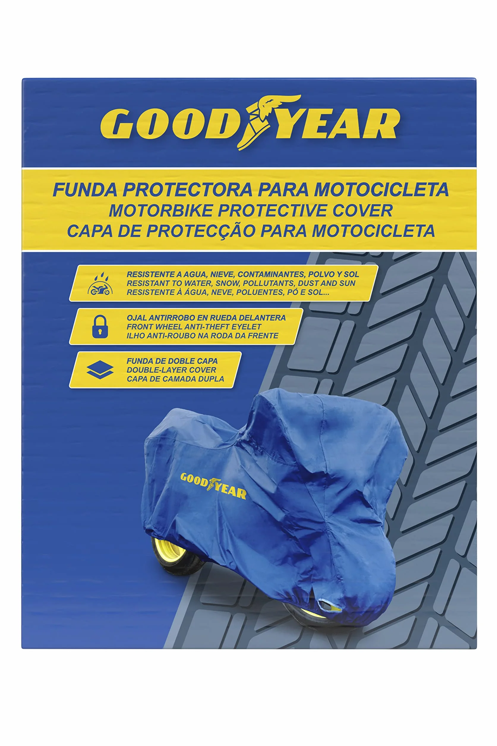 Goodyear Funda Protectora para Moto Talla L Doble Capa con Ojal de Seguridad