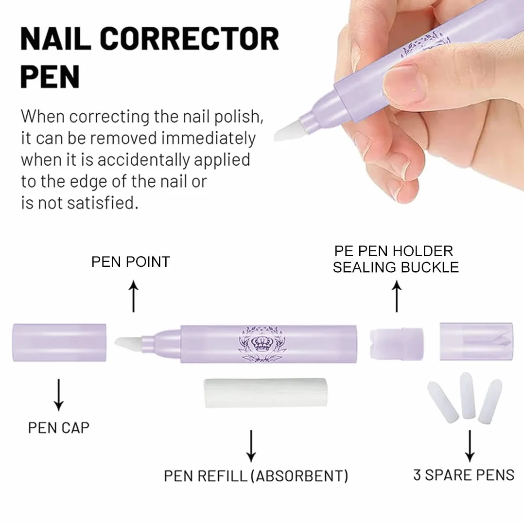Pluma Correctora de Esmalte de Uñas, Herramienta de Corrección, Removedor