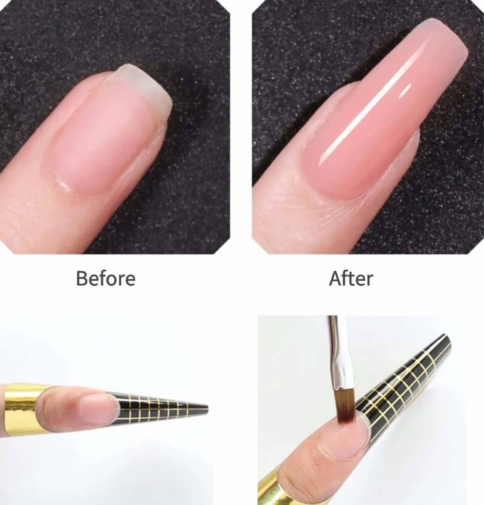 Bandeja de papel de manicura Oro, 200 Piezas, Plantilla para extensión de uñas UV Gel