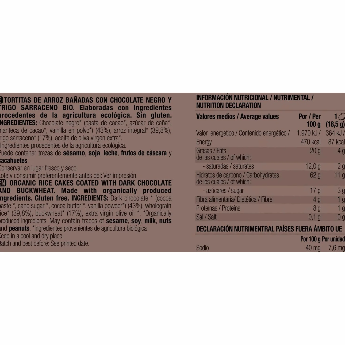 Santiveri Tortitas de Arroz y Trigo Sarraceno con Chocolate Negro BIO Sin Gluten 3x37g