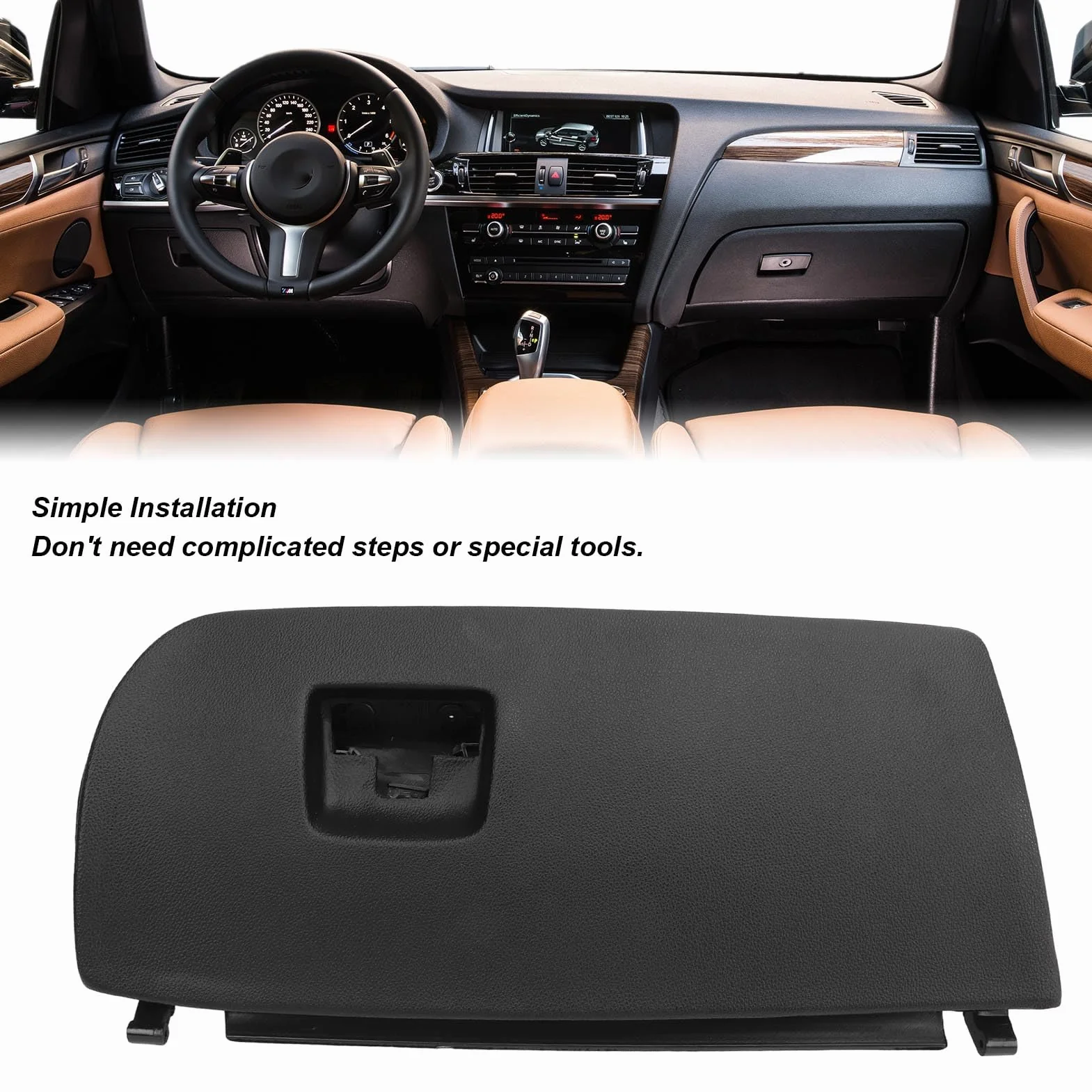 51166839000 Tapa de la Guantera para X3 para X4, Tapa de la Puerta de la Caja, Tapa de la Puerta de la Guantera del Tablero de Apertura Suave Frontal Negra para X3 X4