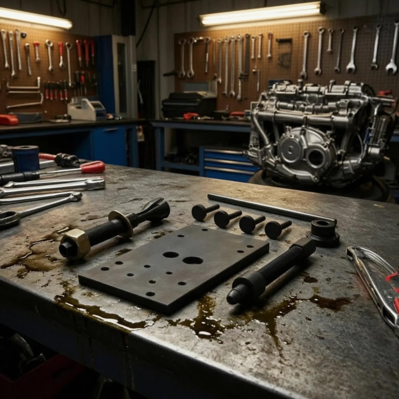Herramienta para Motor de Motocicleta Extractora E Instaladora de Rodamientos de de Levas Juego Completo con Varilla Larga y Placa Múltiple Hierro