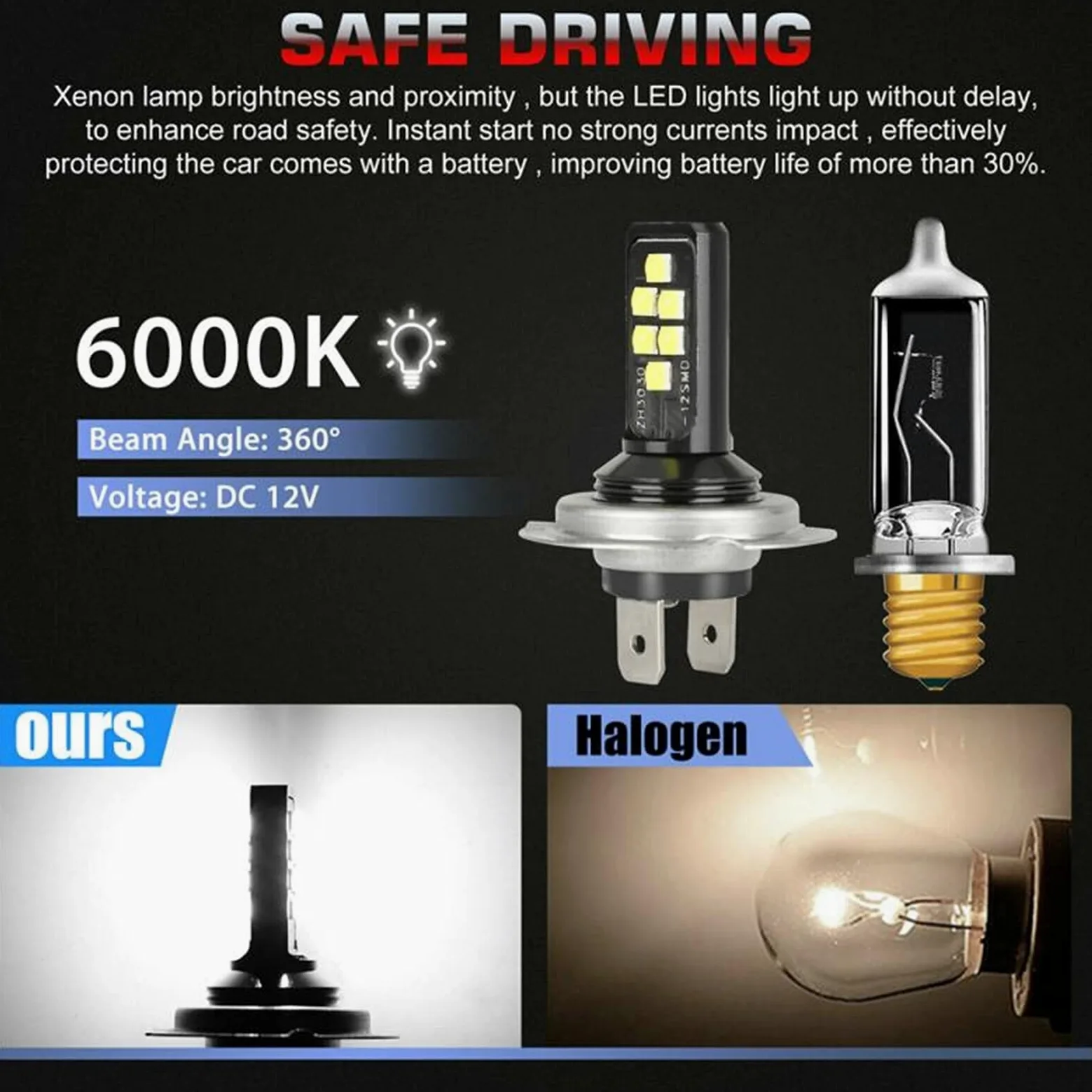 Faros de xenón H7 H4 Combo LED Kit Kit Kit Bulbos H4 H7 LED Bombillas de Niebla Coche High High High 60W 52000LM 6000K Kit Coche Bombilla Bombilla TxTB1 Coche y Moto