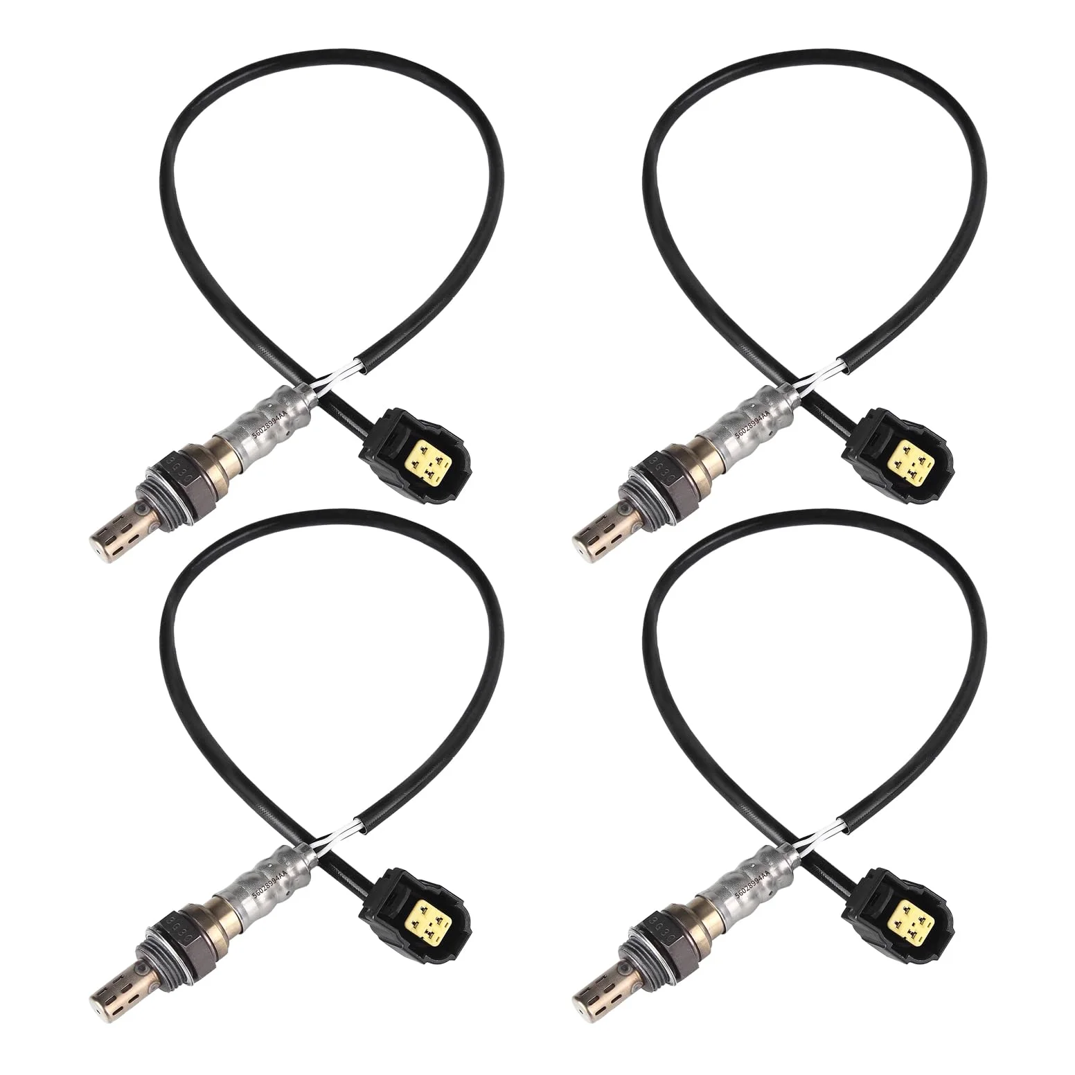 Sensor de oxígeno de O2 ascendente descendente 56028994AA compatible con Chry 300 Dodge Dakota Durango Ram 1500 Jeep Wangler Commander Grand Cherokee Liberty Raider reemplaza # 56028994AB, 4 unidades