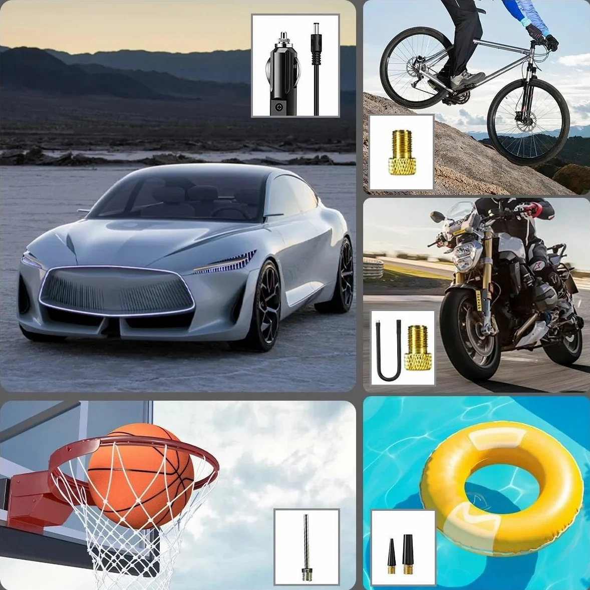 Compresores de aire portátiles Versión bomba de aire para coche Inflador de neumáticos portátil inalámbrico Inflador de neumáticos 12V compresor de aire para coche con manómetro Inflador Ruedas Coche